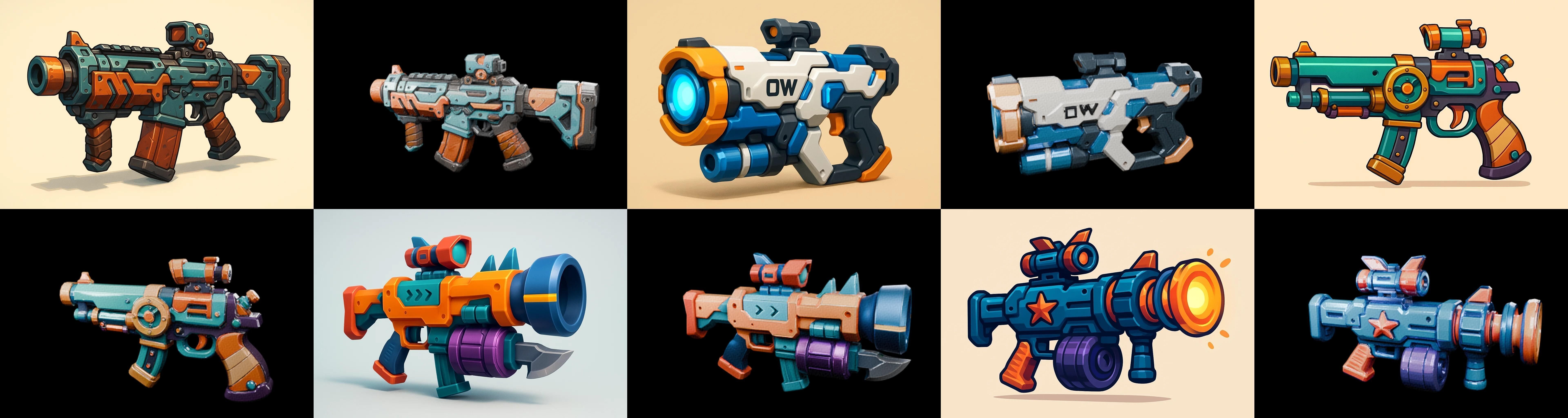 Weapon Rifle and Space Gun bundle 14 pack 100 glb Low-poly 3D model_15