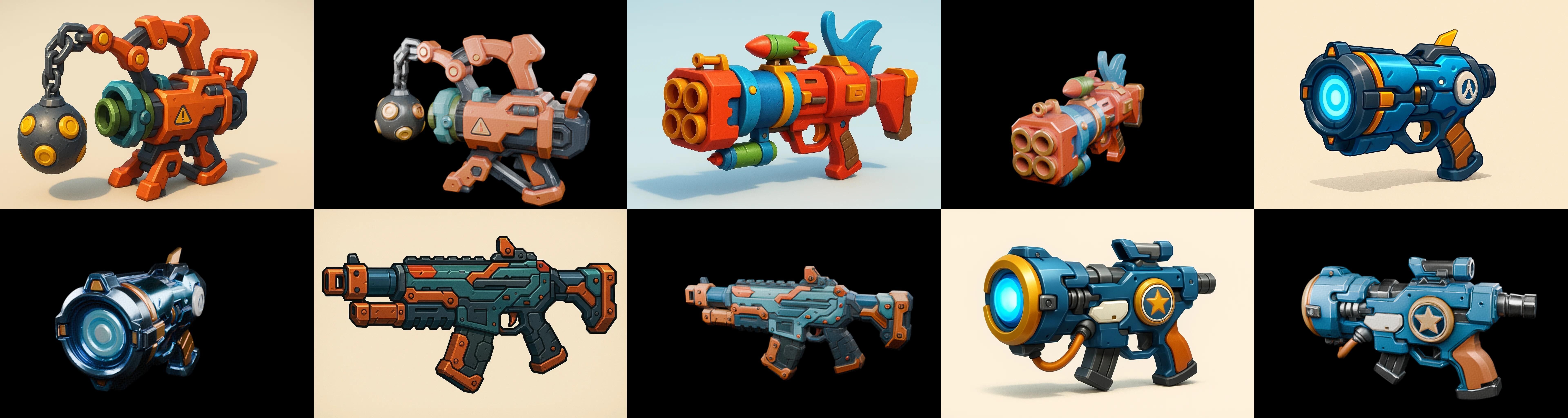 Weapon Rifle and Space Gun bundle 14 pack 100 glb Low-poly 3D model_9