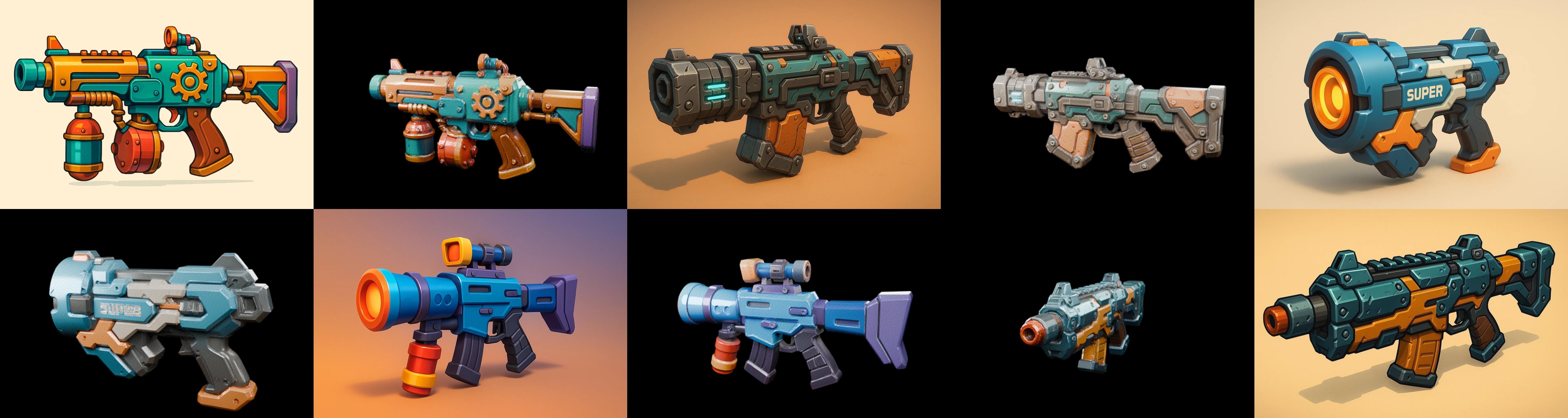 Weapon Rifle and Space Gun bundle 14 pack 100 glb Low-poly 3D model_18