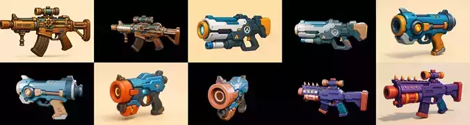 Weapon Rifle and Space Gun bundle 1 pack 100 glb