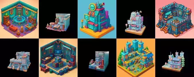 Building Color bundle 9 pack 100 glb