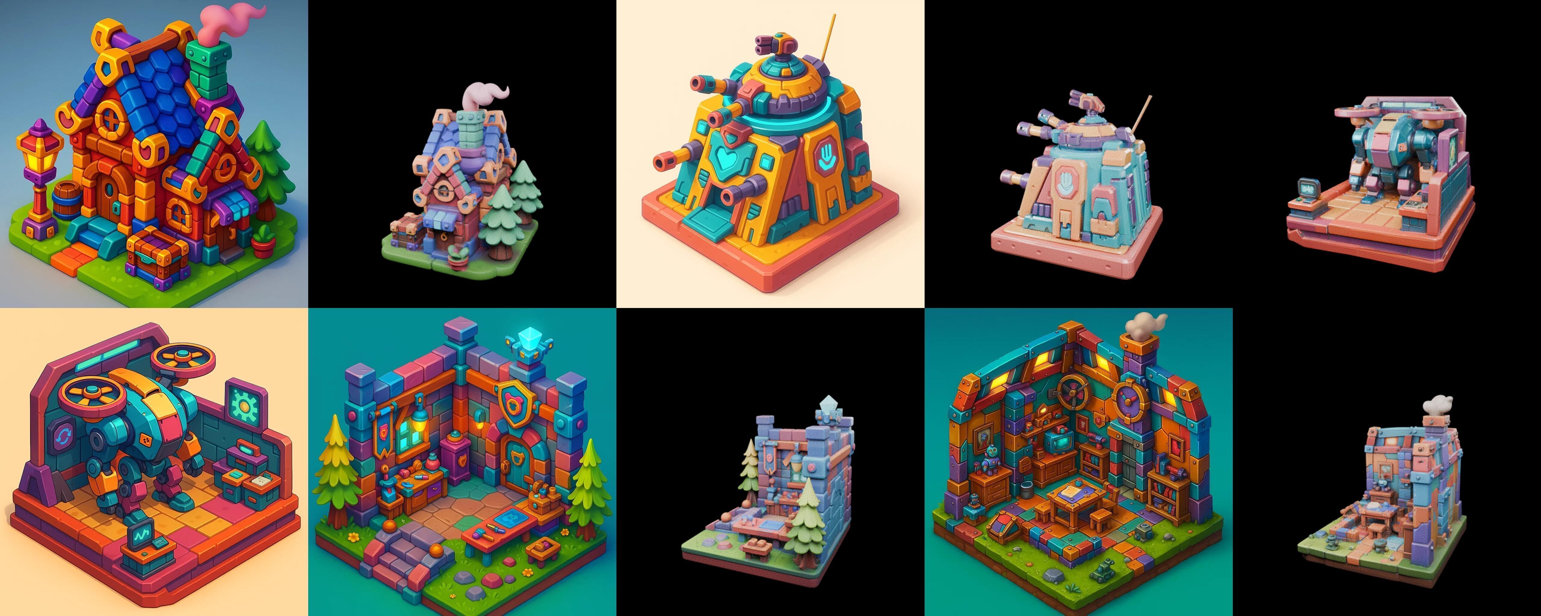 Building Color bundle 5 pack 100 glb Low-poly 3D model_18