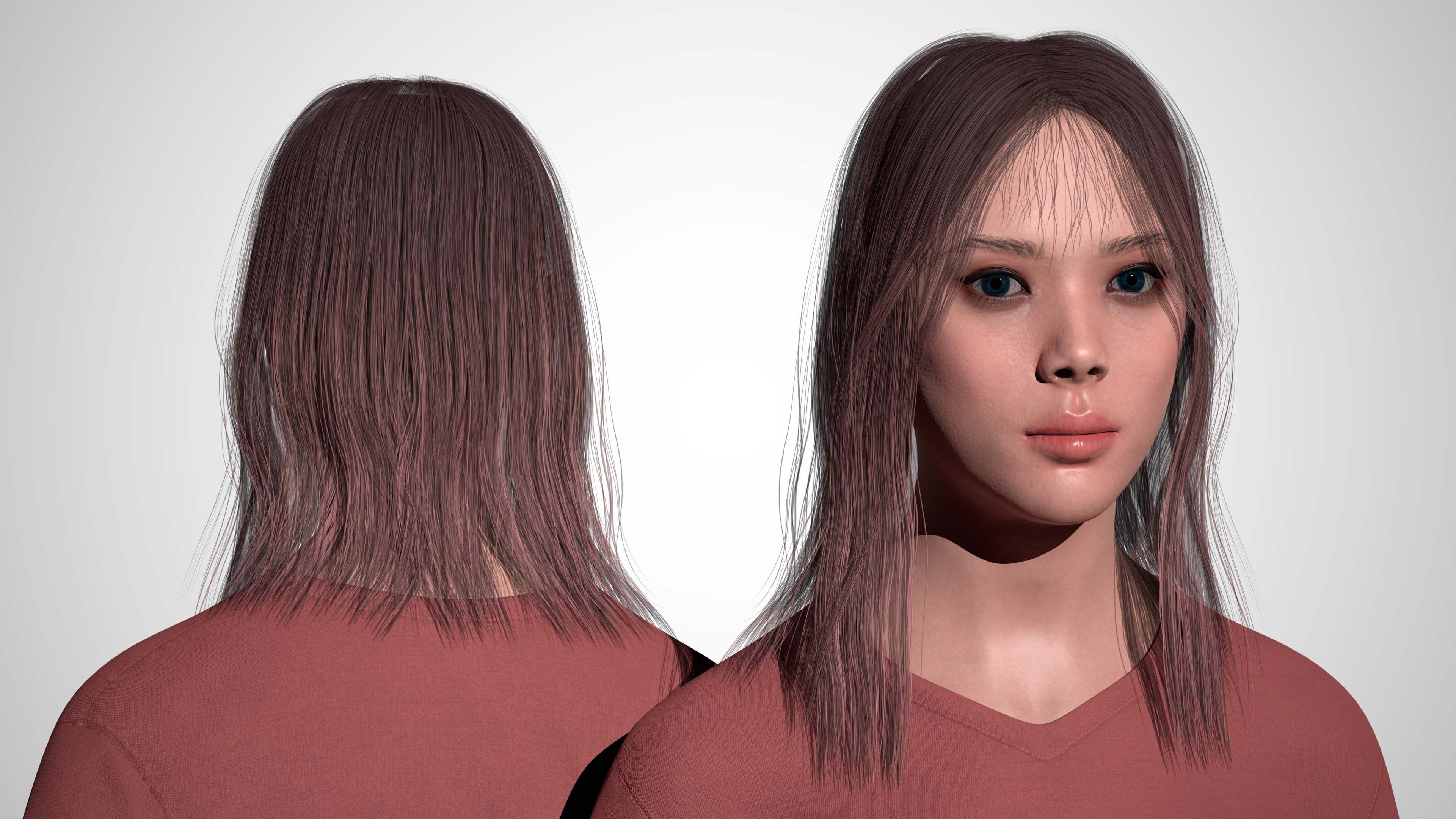 Casual Realistic Girl Minji  Low-poly 3D model_2