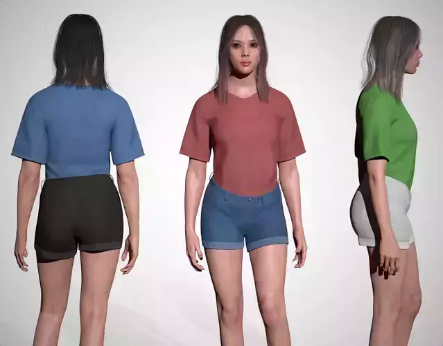 Casual Realistic Girl Minji  Low-poly 3D model Casual Realistic Girl Minji  Low-poly 3D model