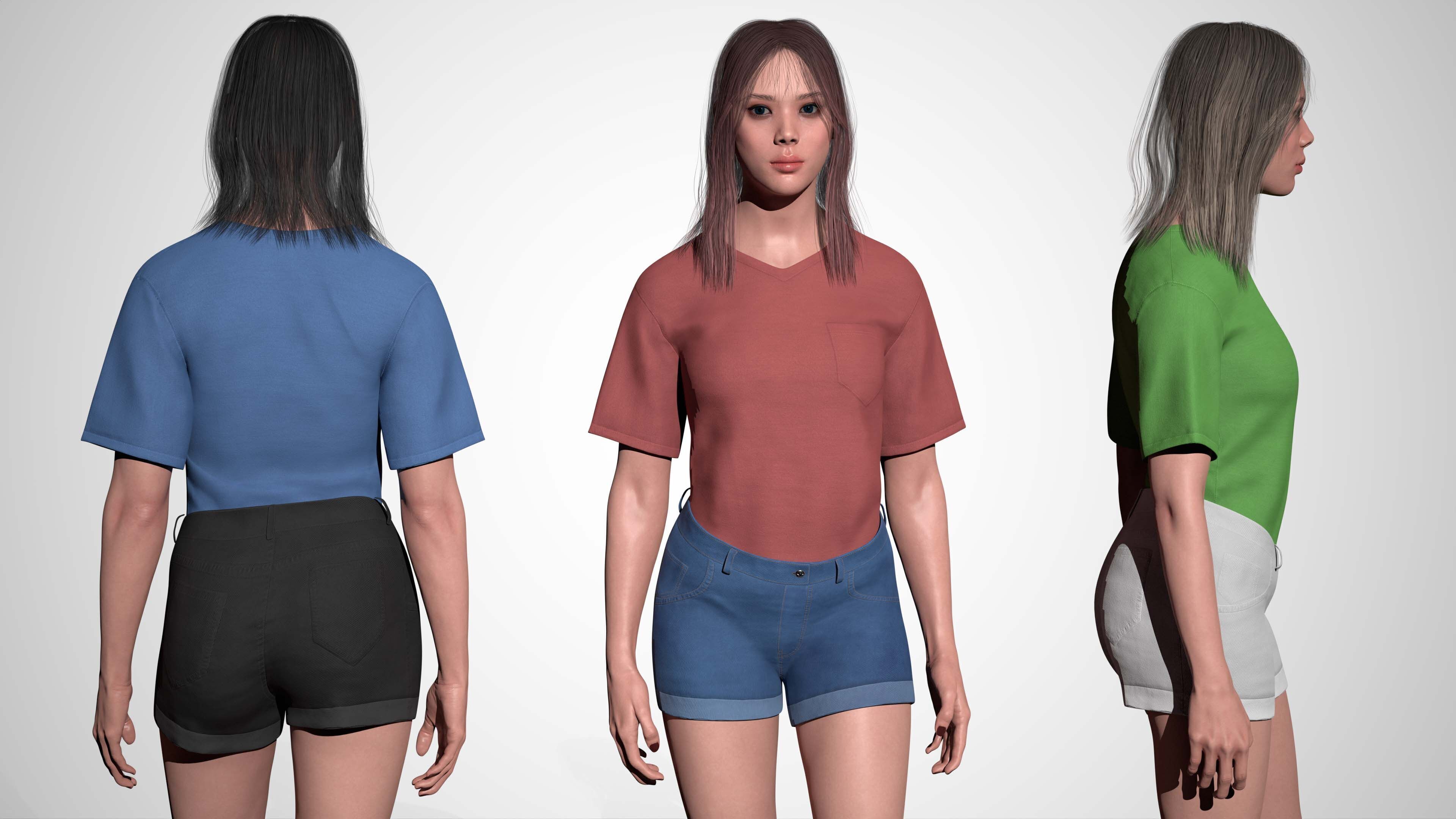 Casual Realistic Girl Minji  Low-poly 3D model_5