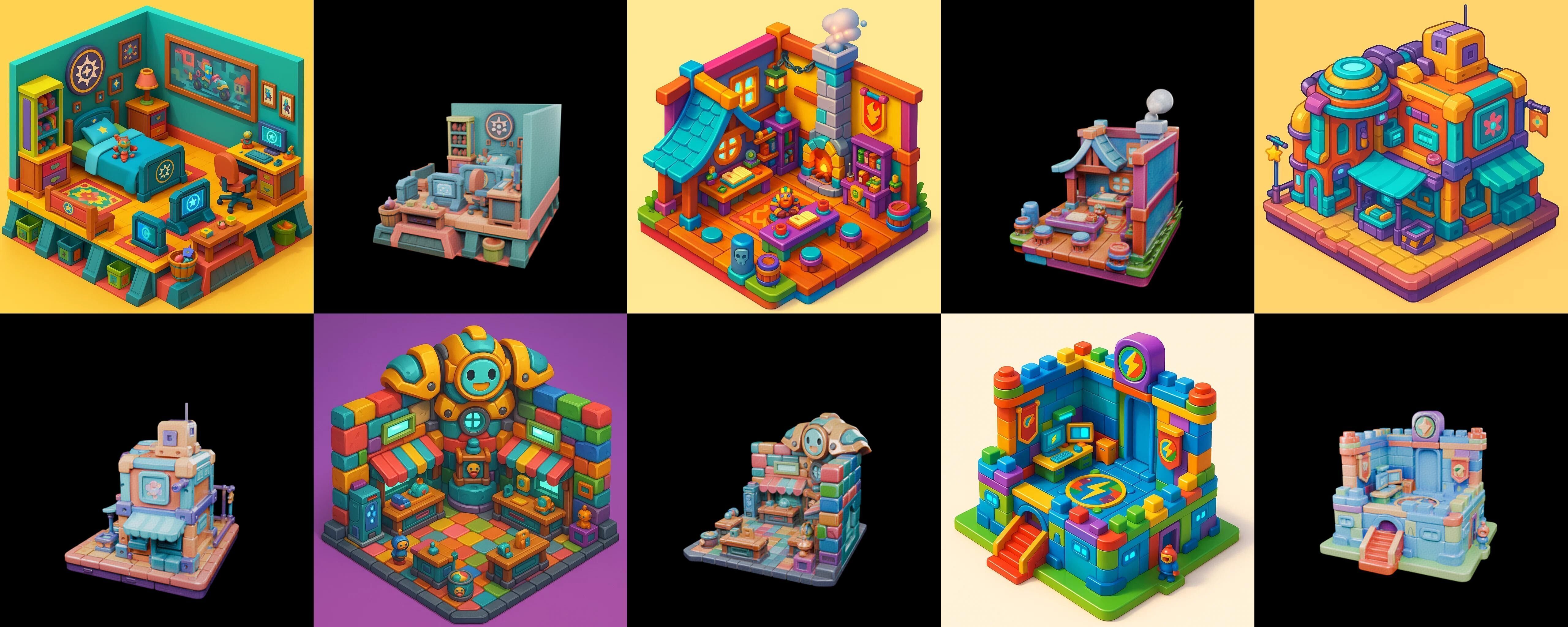 Building Color bundle 34 pack 11 glb Low-poly 3D model_1