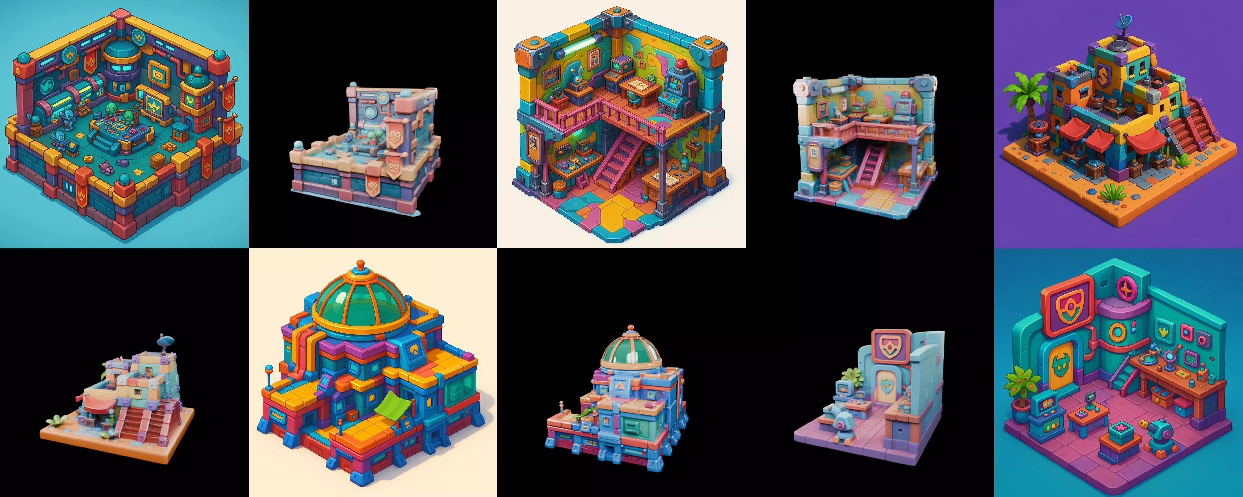 Building Color bundle 34 pack 11 glb Low-poly 3D model_0