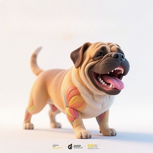 1094 Colorful 3D Model   Laughing Dog  breed Dogue 3D print model
