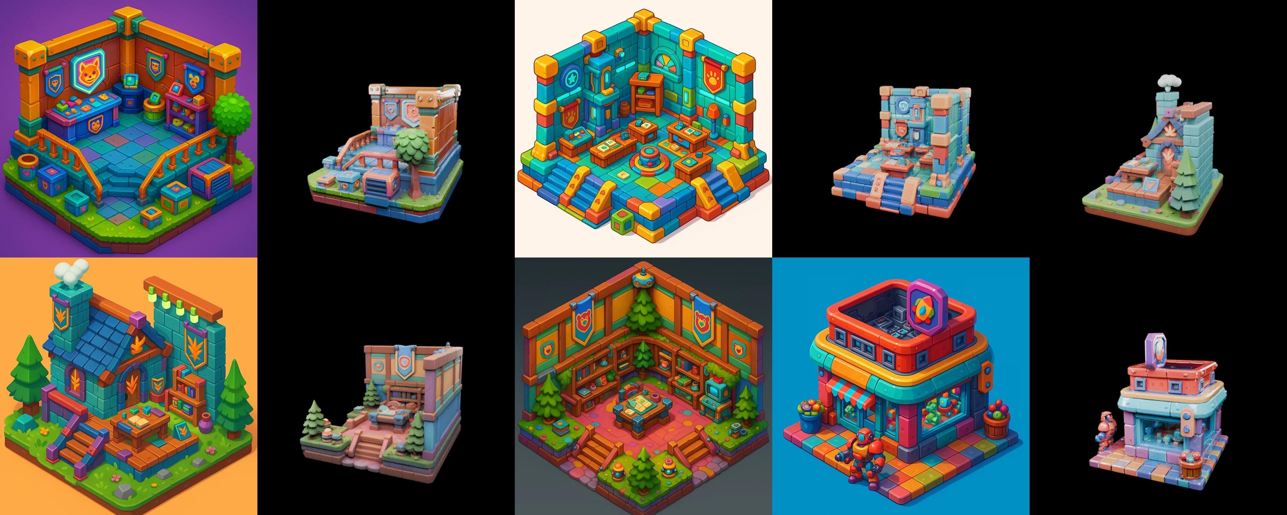 Building Color bundle 32 pack 100 glb Low-poly 3D model_3