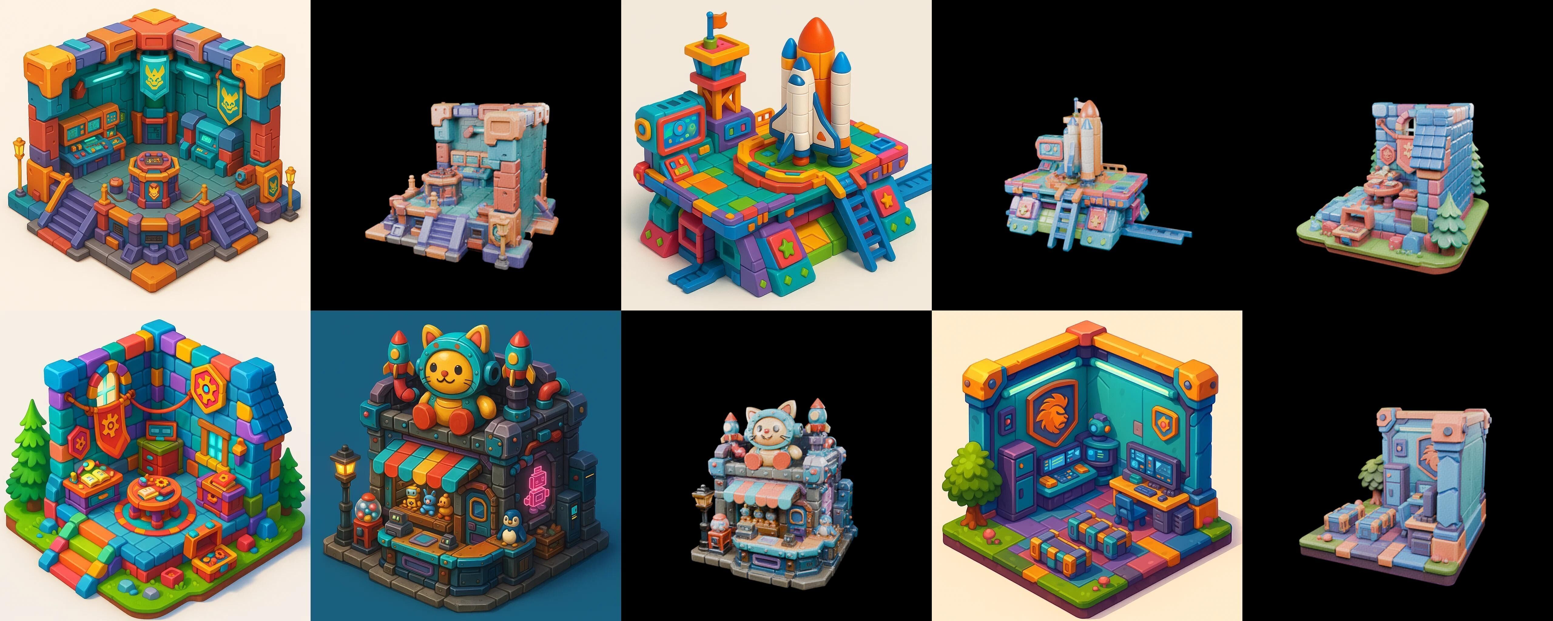 Building Color bundle 32 pack 100 glb Low-poly 3D model_6