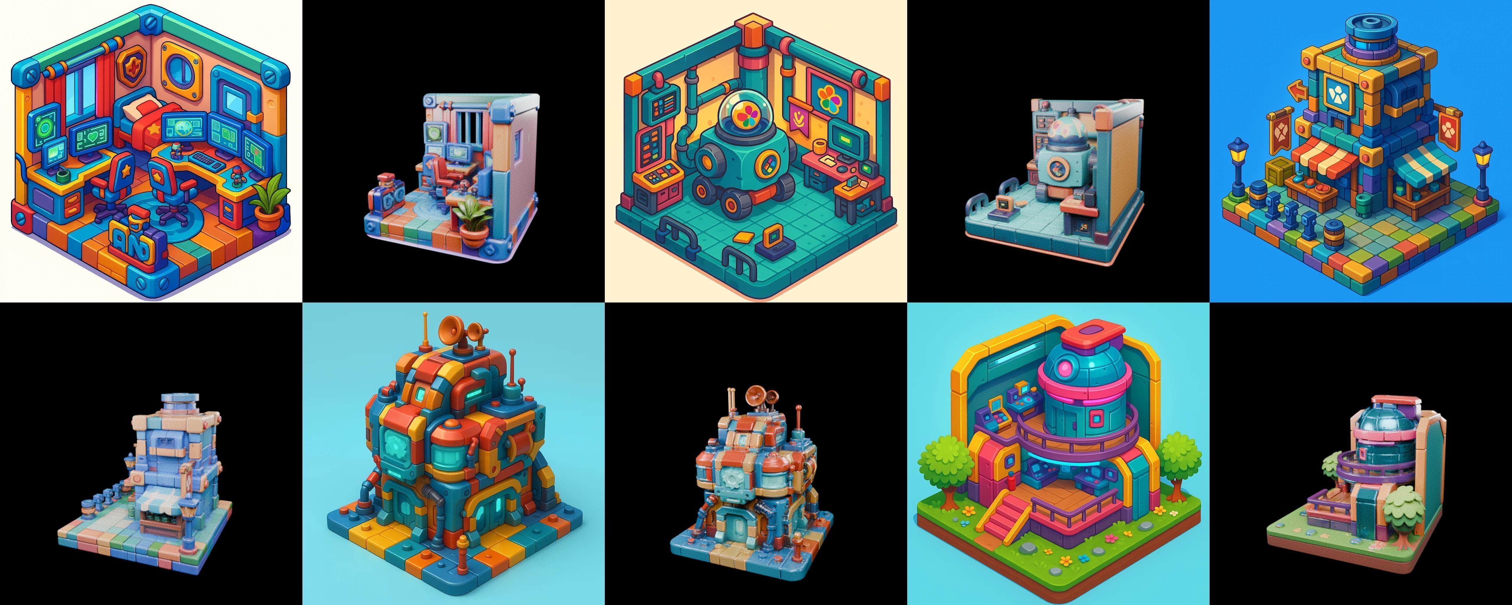 Building Color bundle 32 pack 100 glb Low-poly 3D model_8