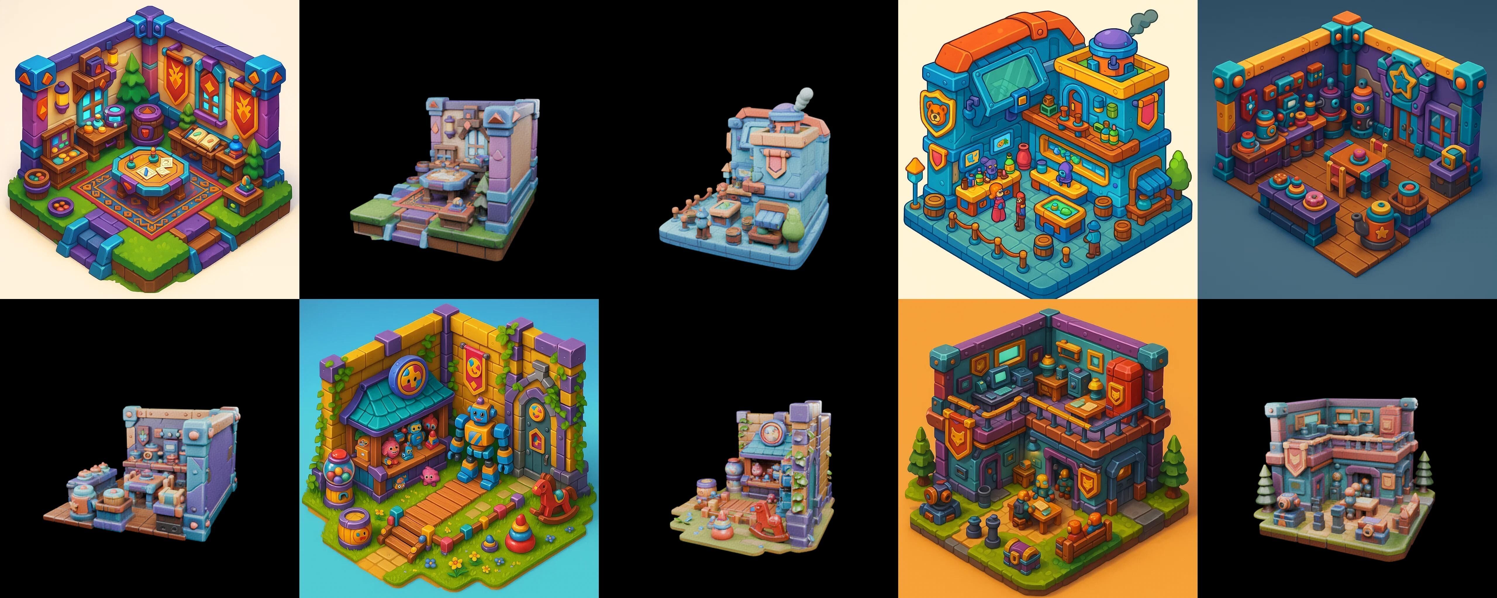 Building Color bundle 32 pack 100 glb Low-poly 3D model_14