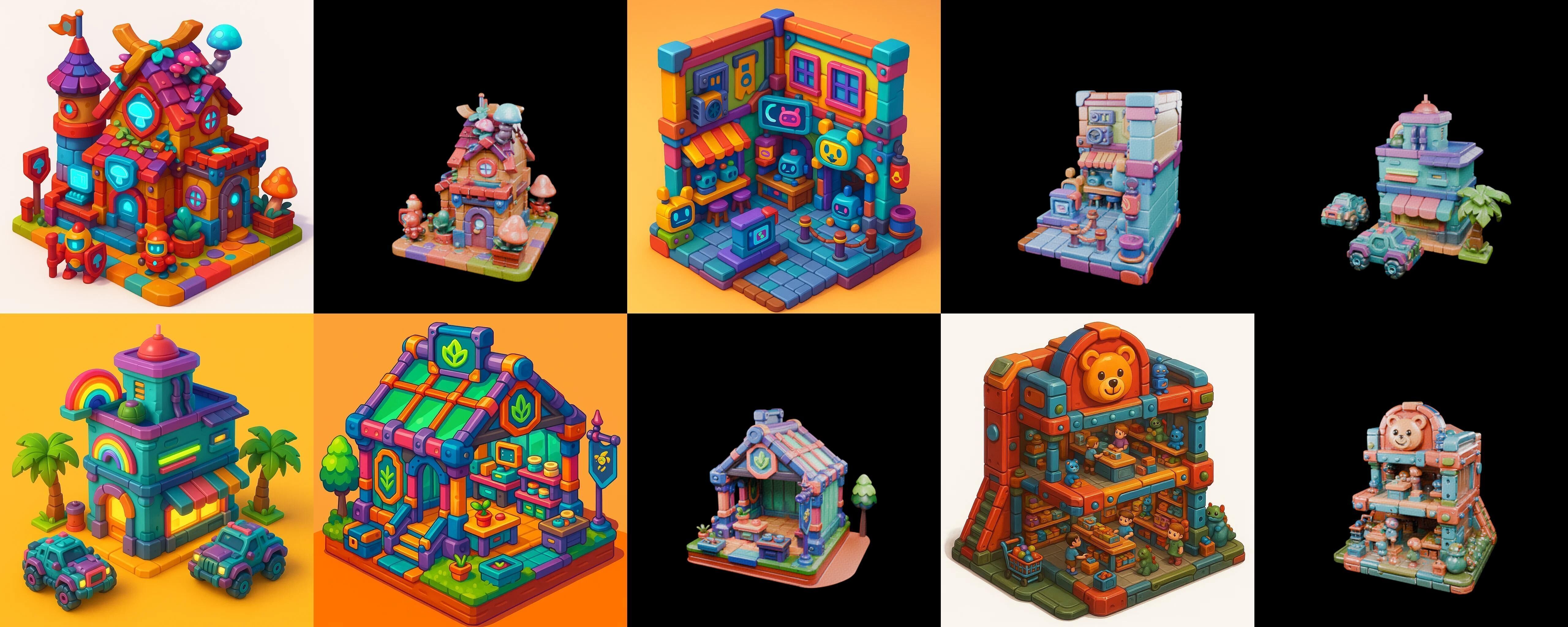Building Color bundle 31 pack 100 glb Low-poly 3D model_5