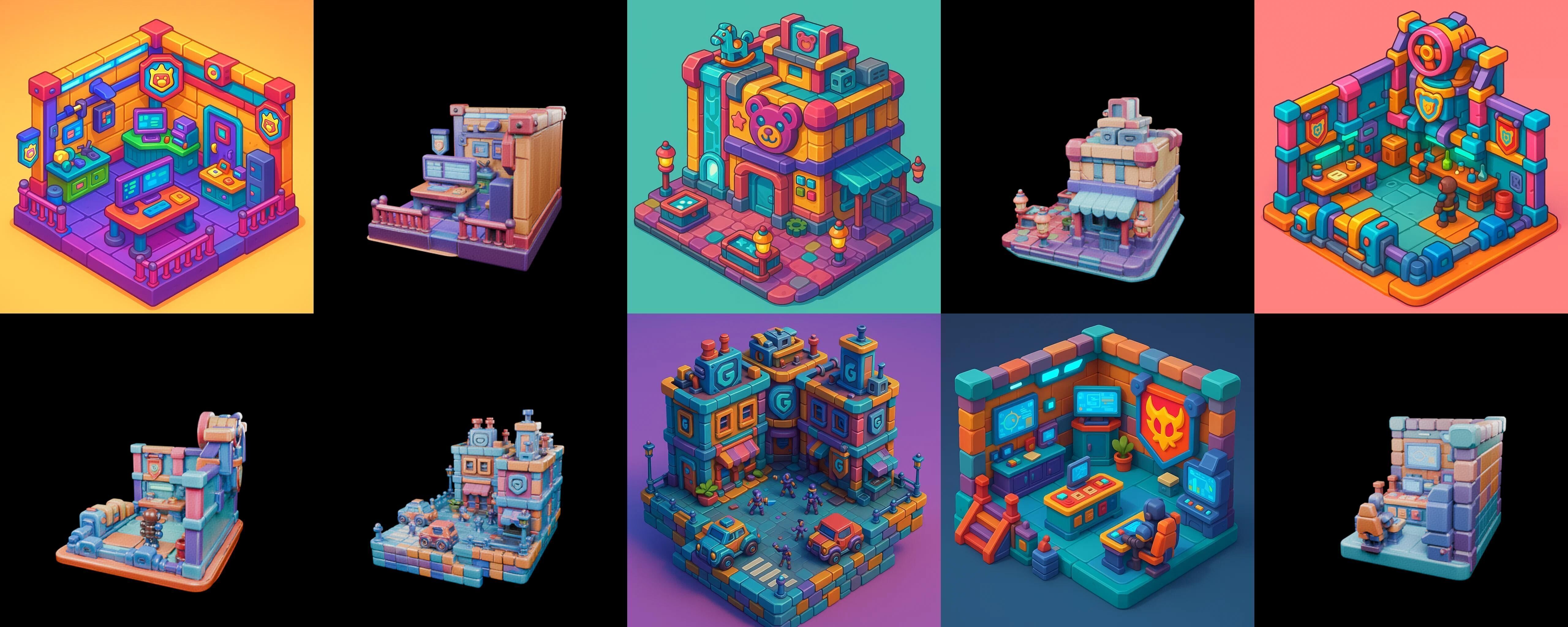 Building Color bundle 31 pack 100 glb Low-poly 3D model_18