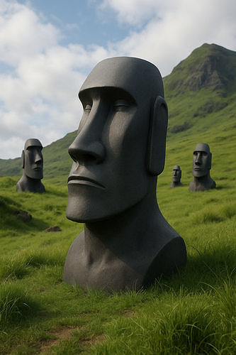 tone Moai Head Statue  Stylized Ancient Sculpture  Model 3D print model