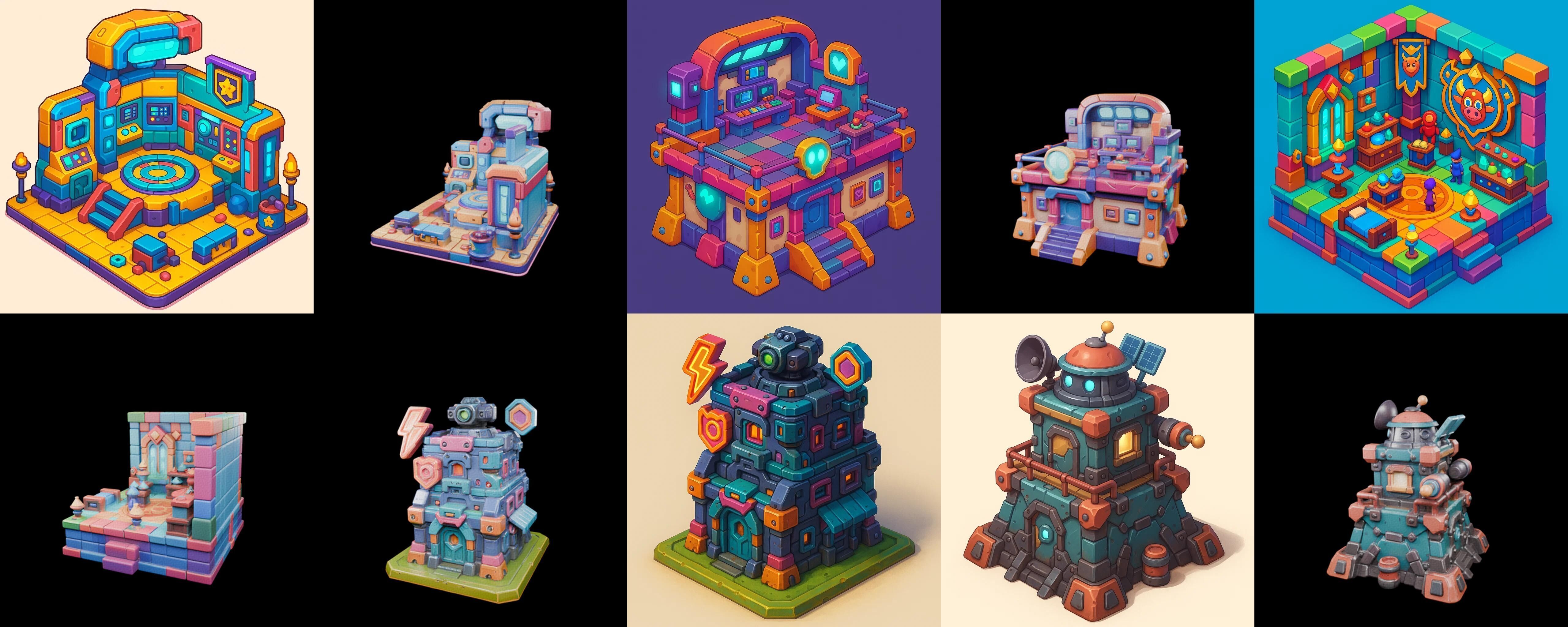 Building Color bundle 28 pack 100 glb Low-poly 3D model_5