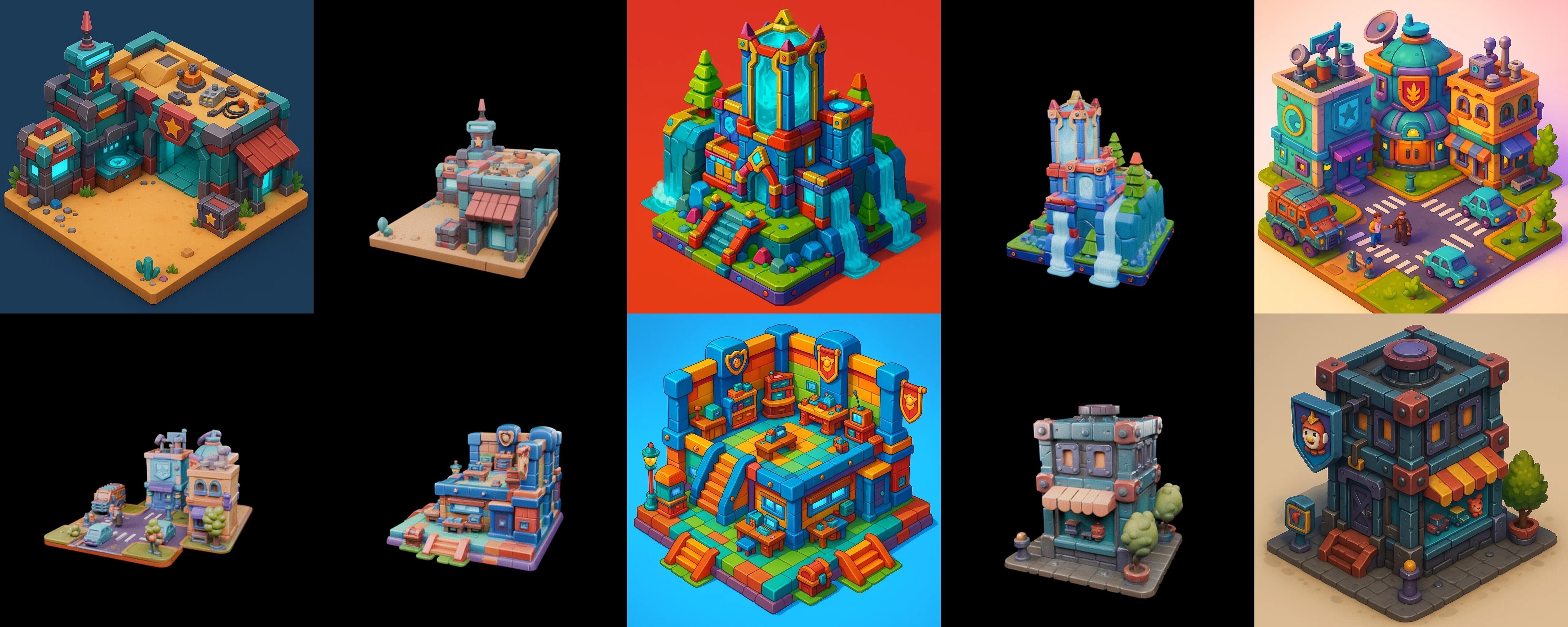 Building Color bundle 28 pack 100 glb Low-poly 3D model_18