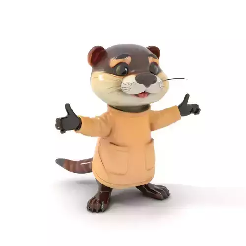 Cute Otter Character Rigged and Animated for Games and VR