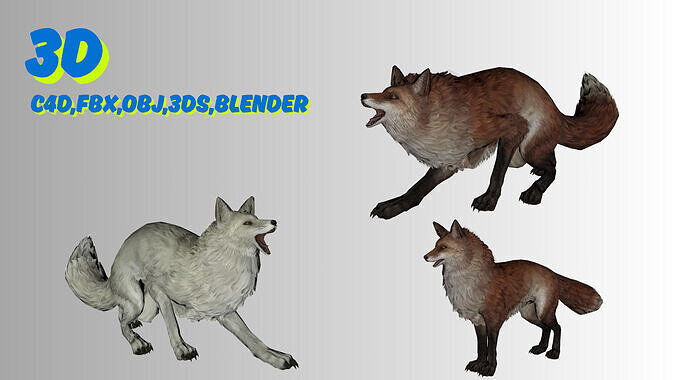 Stylized Fox 3D Model  Game Ready Multiple Colors  Low-poly 3D model