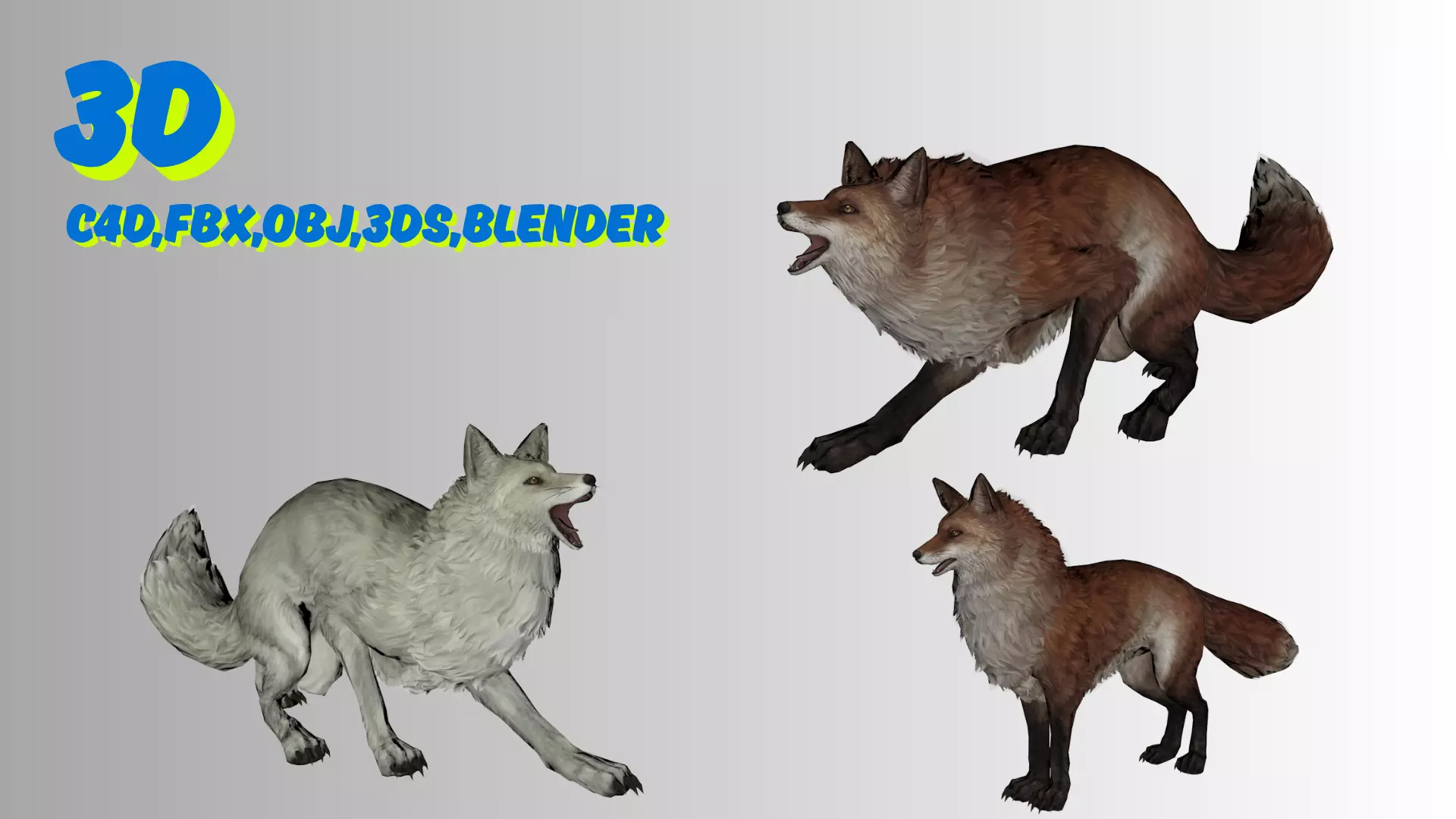 Stylized Fox 3D Model  Game Ready Multiple Colors  Low-poly 3D model_0