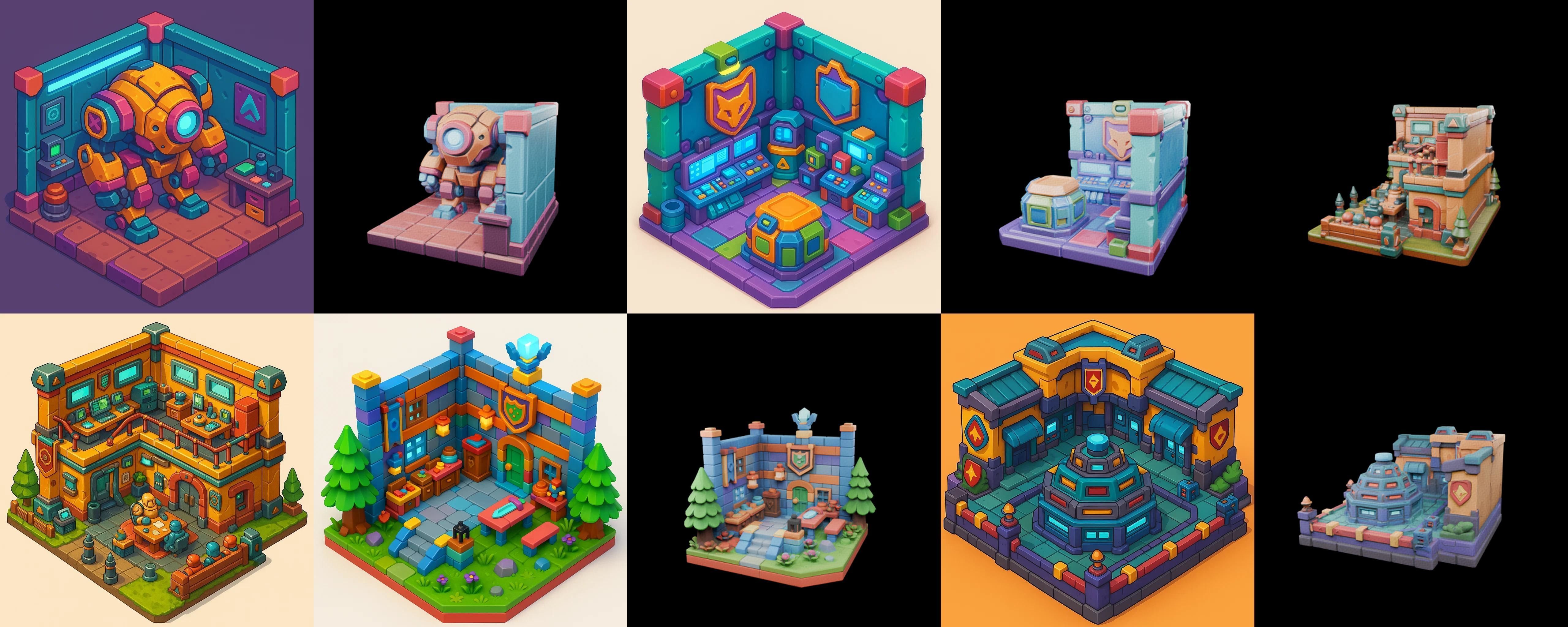 Building Color bundle 20 pack 100 glb Low-poly 3D model_18