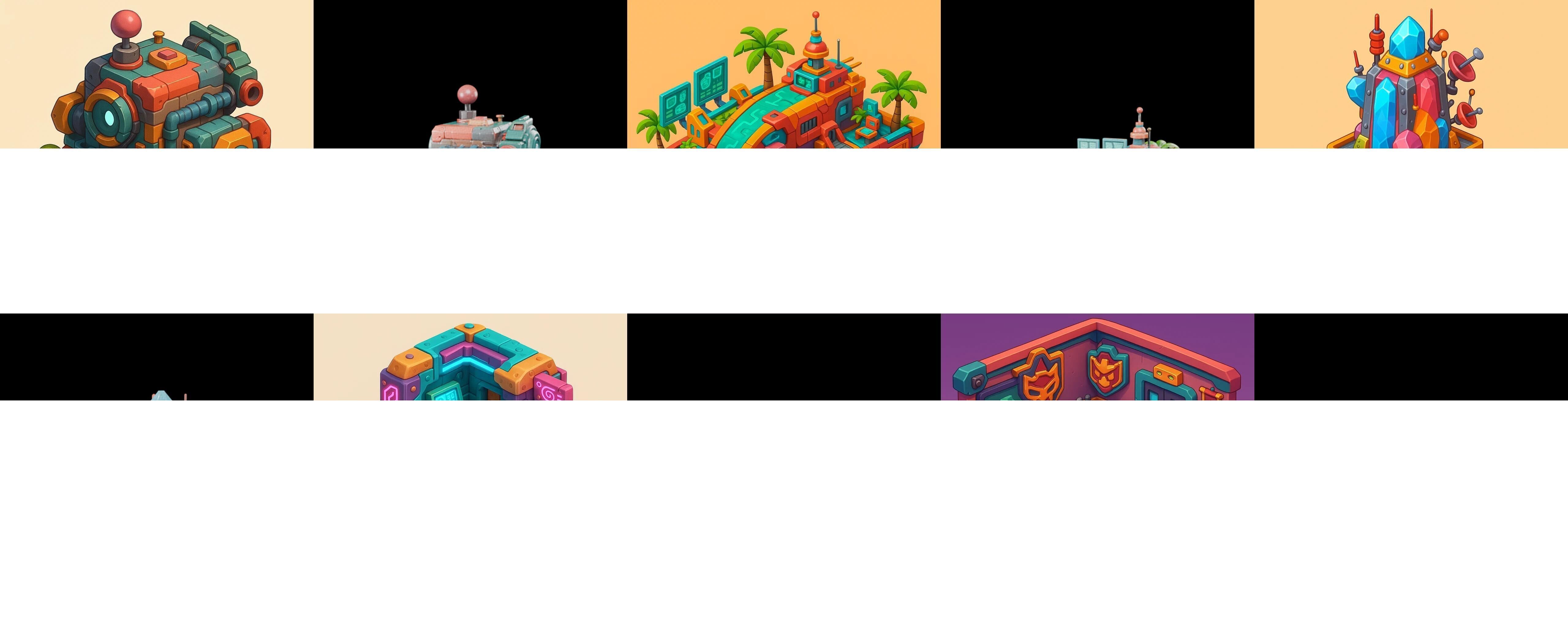 Building Color bundle 20 pack 100 glb Low-poly 3D model_3