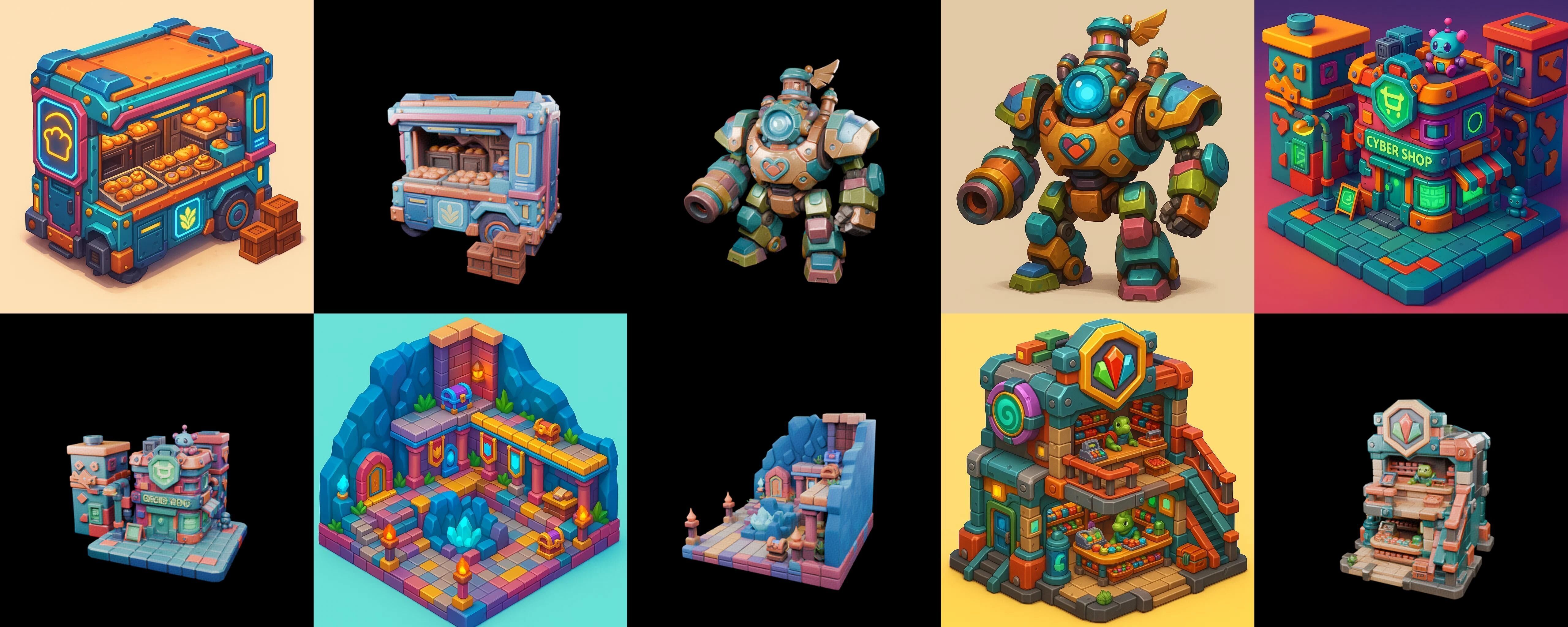 Building Color bundle 20 pack 100 glb Low-poly 3D model_2
