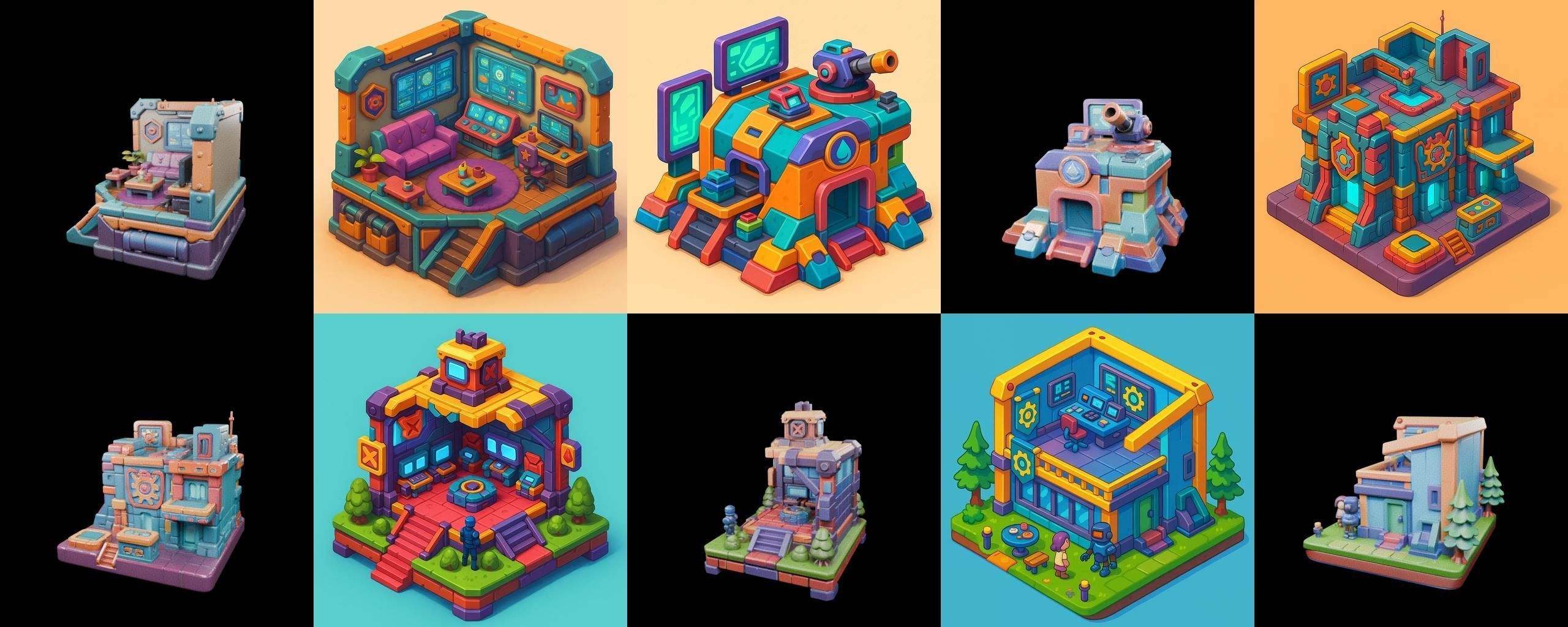 Building Color bundle 20 pack 100 glb Low-poly 3D model_13
