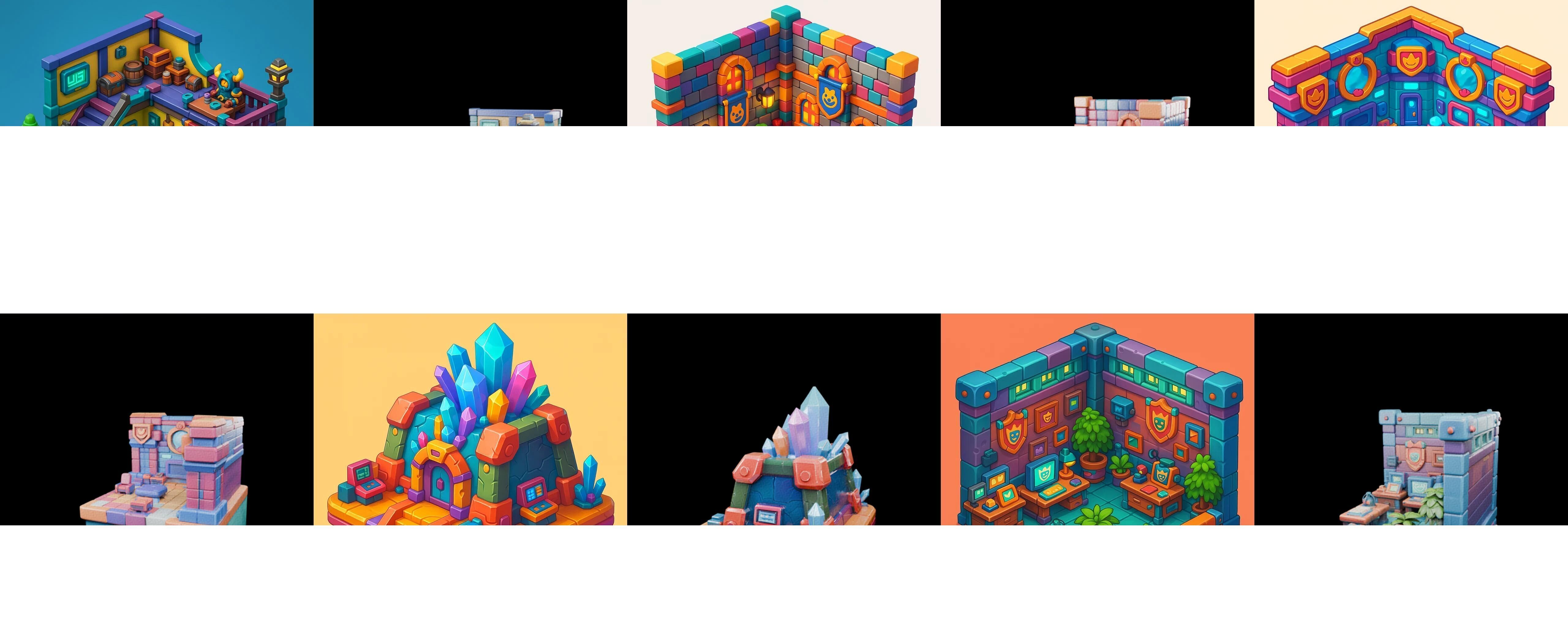 Building Color bundle 20 pack 100 glb Low-poly 3D model_4