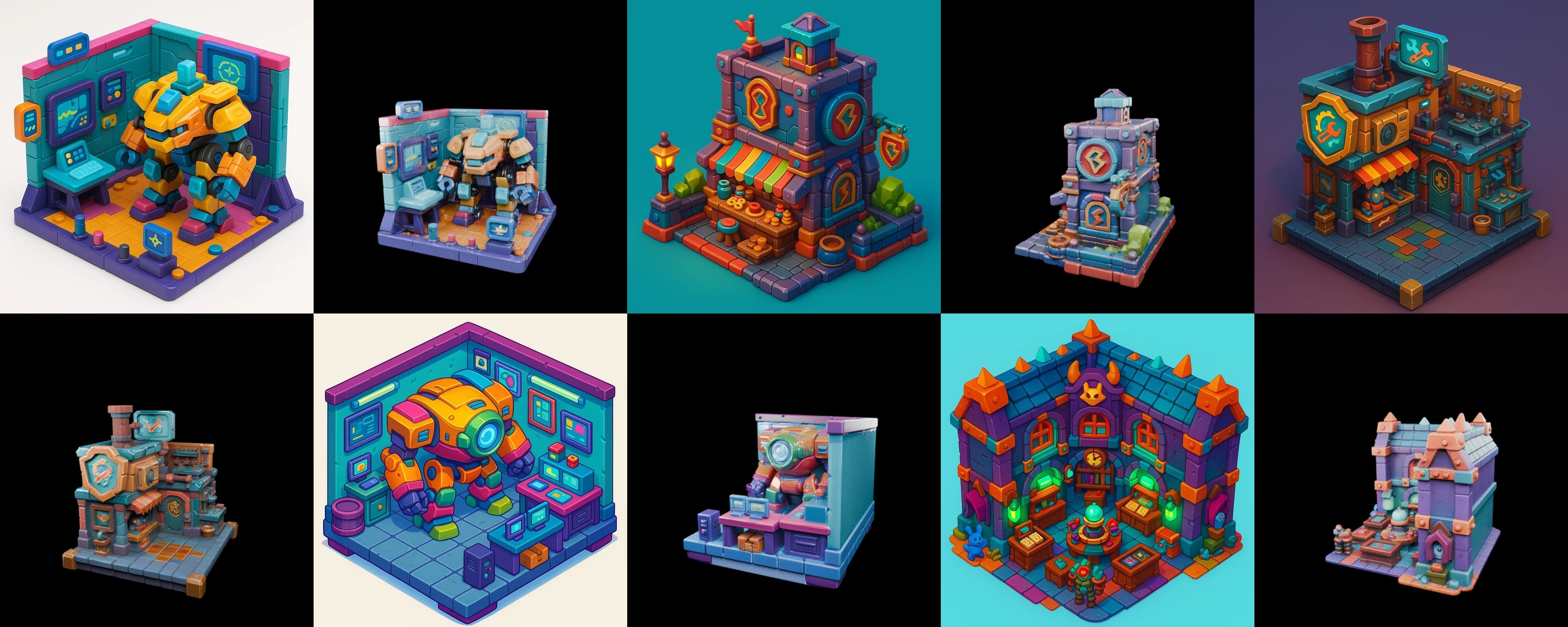 Building Color bundle 20 pack 100 glb Low-poly 3D model_8