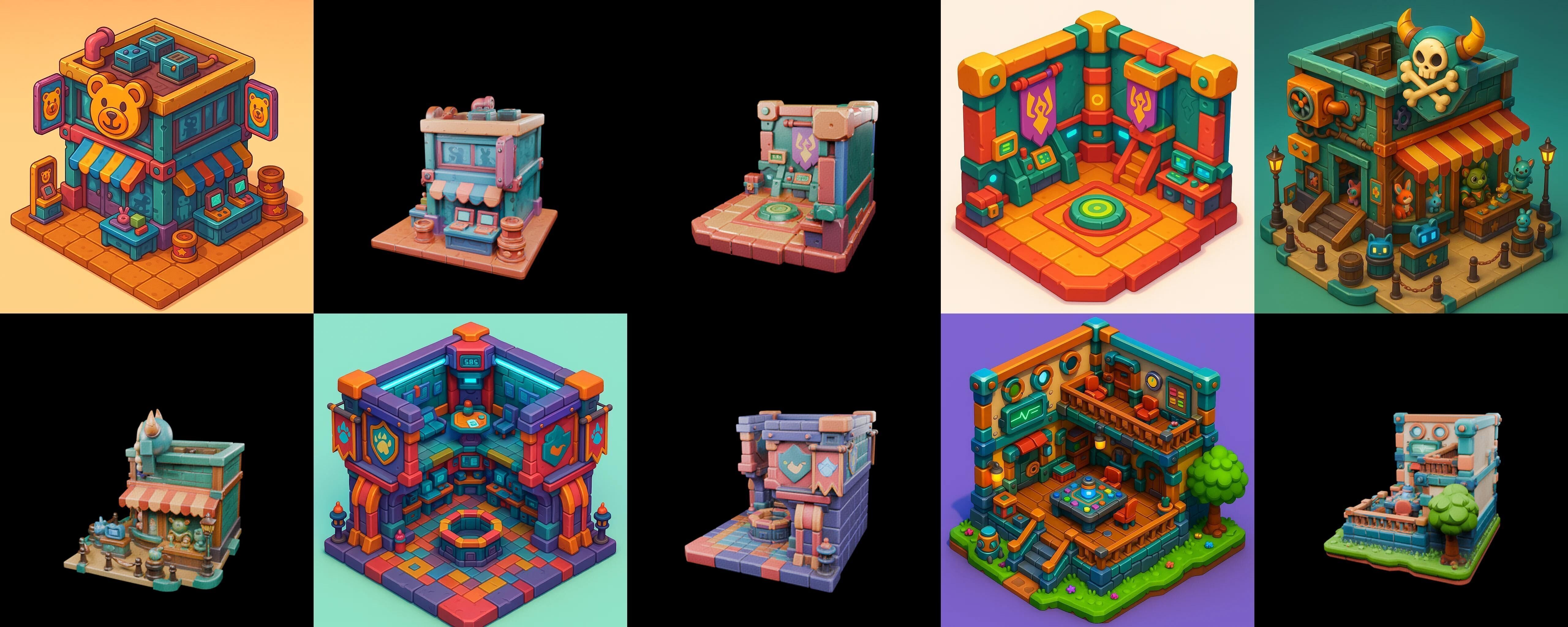 Building Color bundle 19 pack 100 glb Low-poly 3D model_18