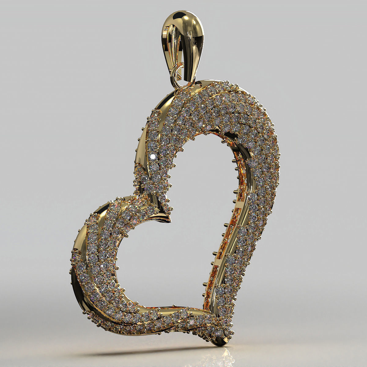 Heart Pendant 36mm Two Variants Stone-in-place casting 3D print model_6