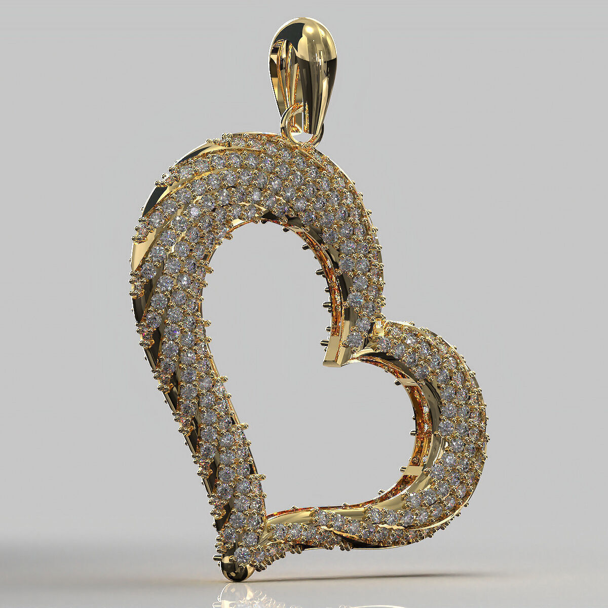 Heart Pendant 36mm Two Variants Stone-in-place casting 3D print model_5