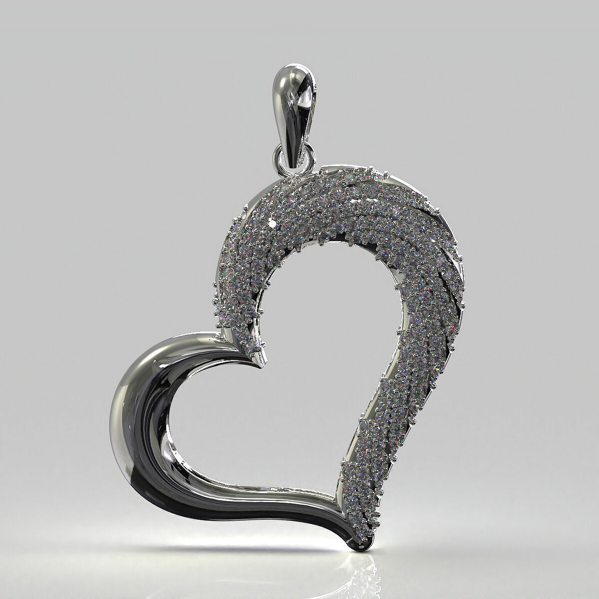 Heart Pendant 36mm Two Variants Stone-in-place casting 3D print model_8