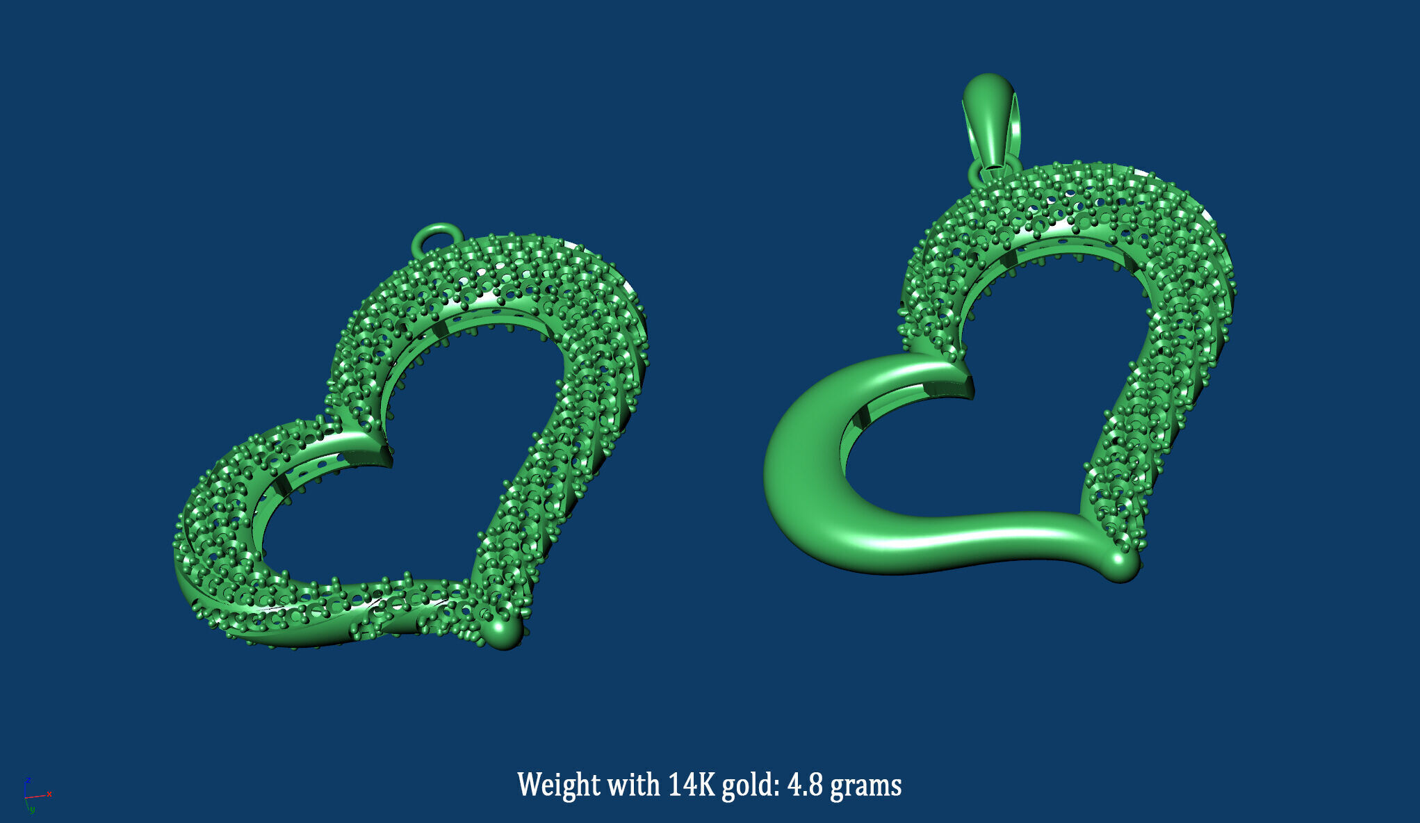 Heart Pendant 36mm Two Variants Stone-in-place casting 3D print model_11