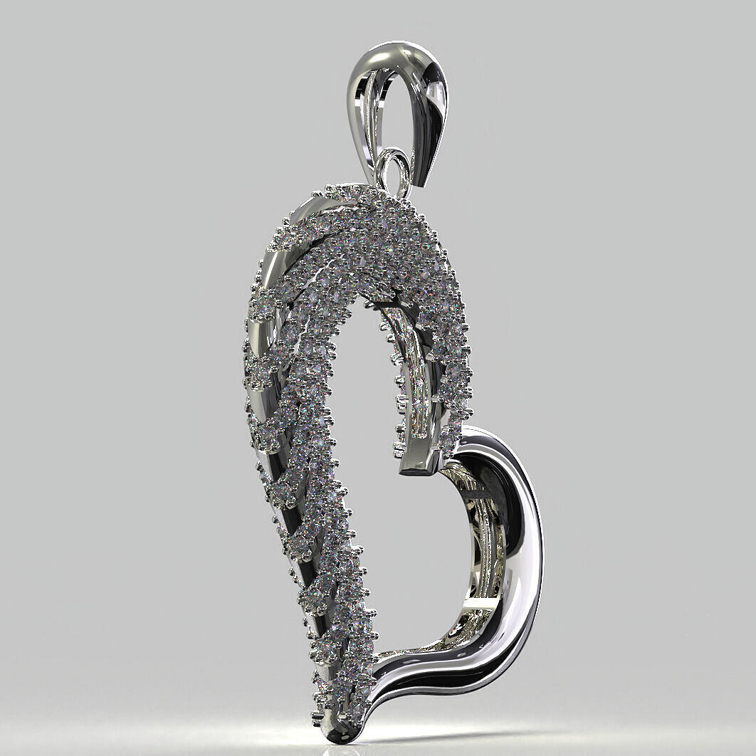 Heart Pendant 36mm Two Variants Stone-in-place casting 3D print model_9