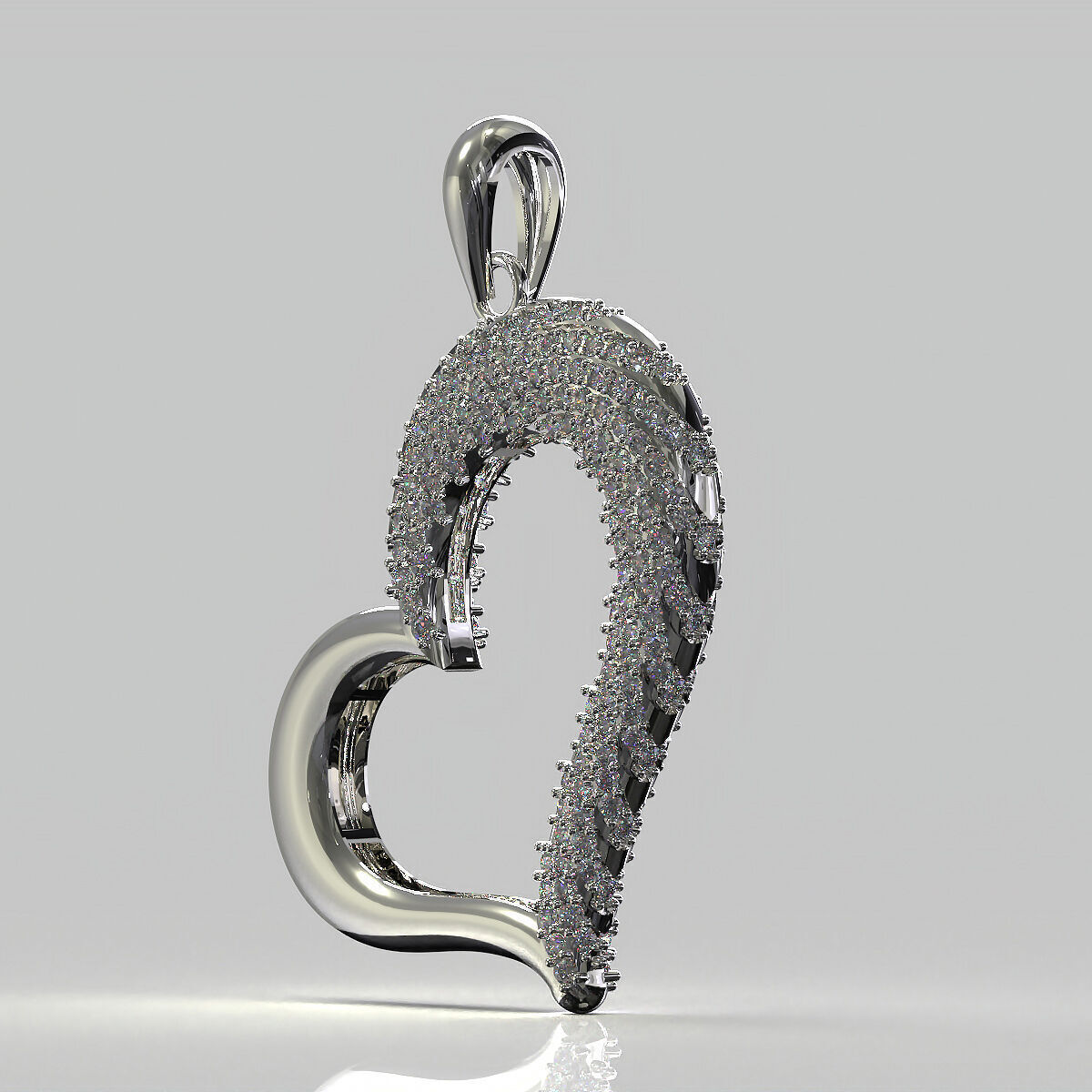 Heart Pendant 36mm Two Variants Stone-in-place casting 3D print model_7