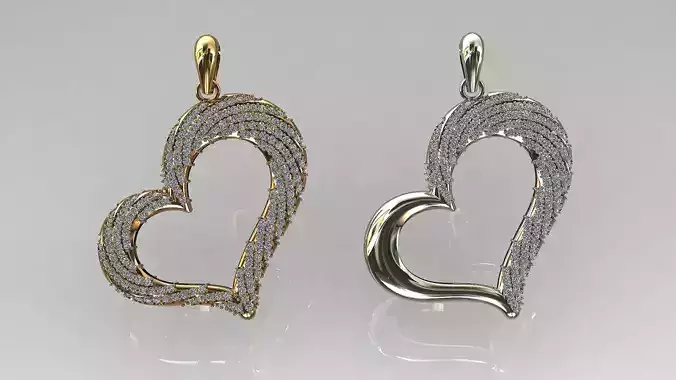 Heart Pendant 36mm Two Variants Stone-in-place casting