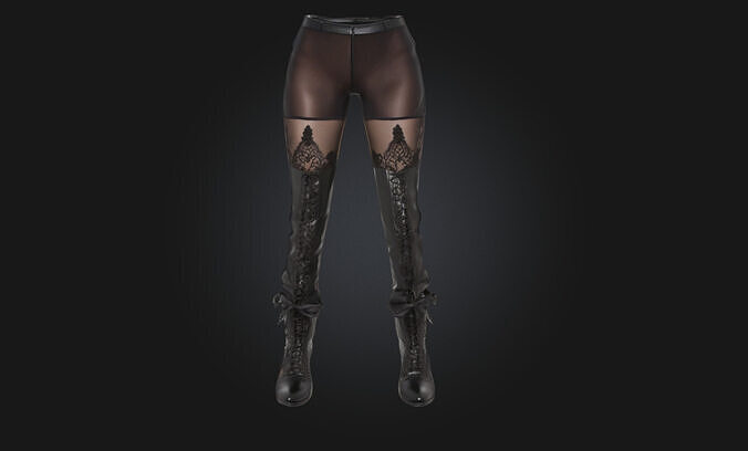 Gothic Elegance Dark Fashion Apparel Model for Fantasy 3D model