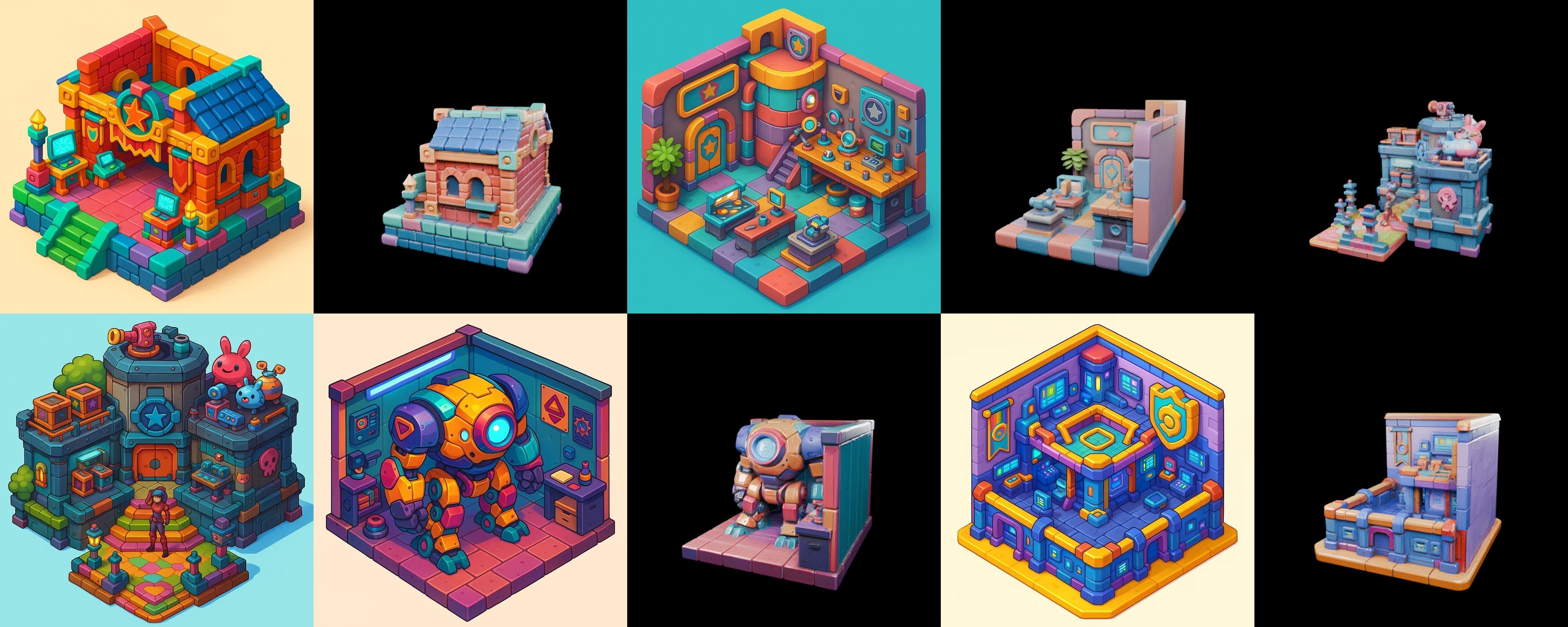 Building Color bundle 1 pack 100 glb Low-poly 3D model_13