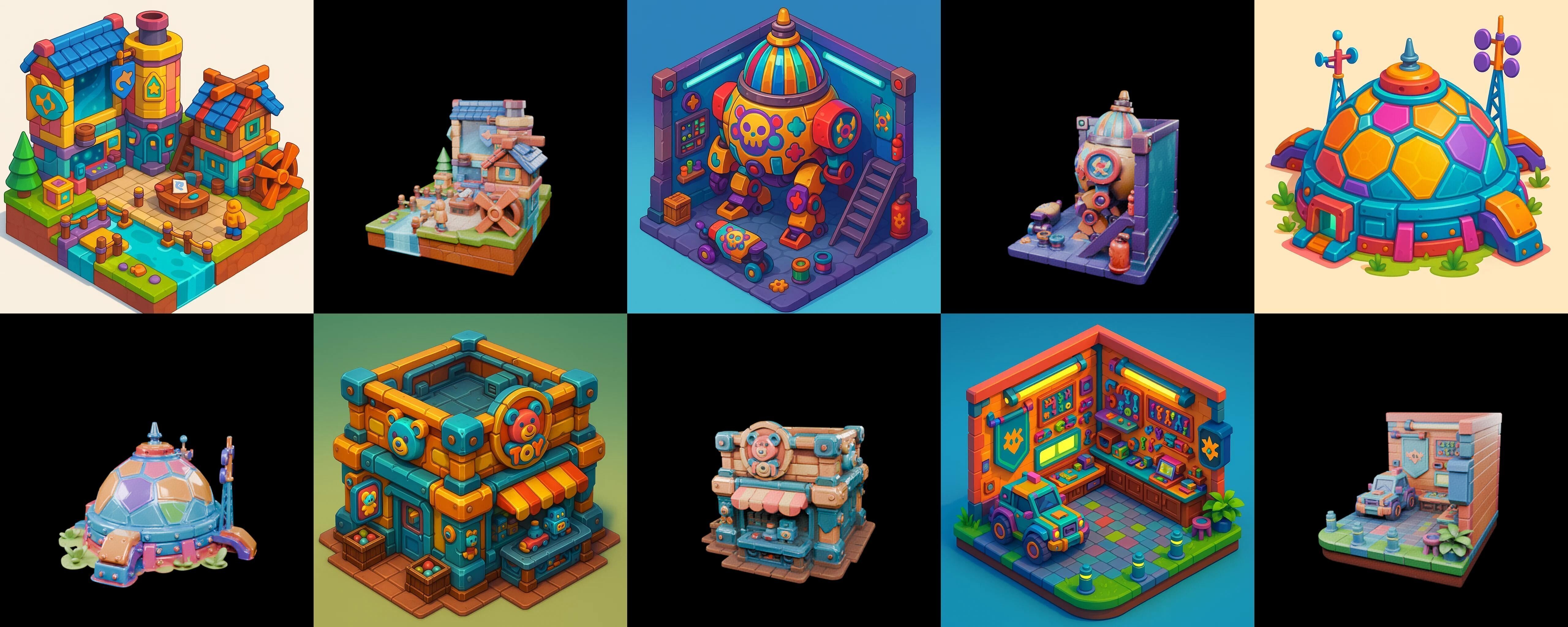 Building Color bundle 1 pack 100 glb Low-poly 3D model_18