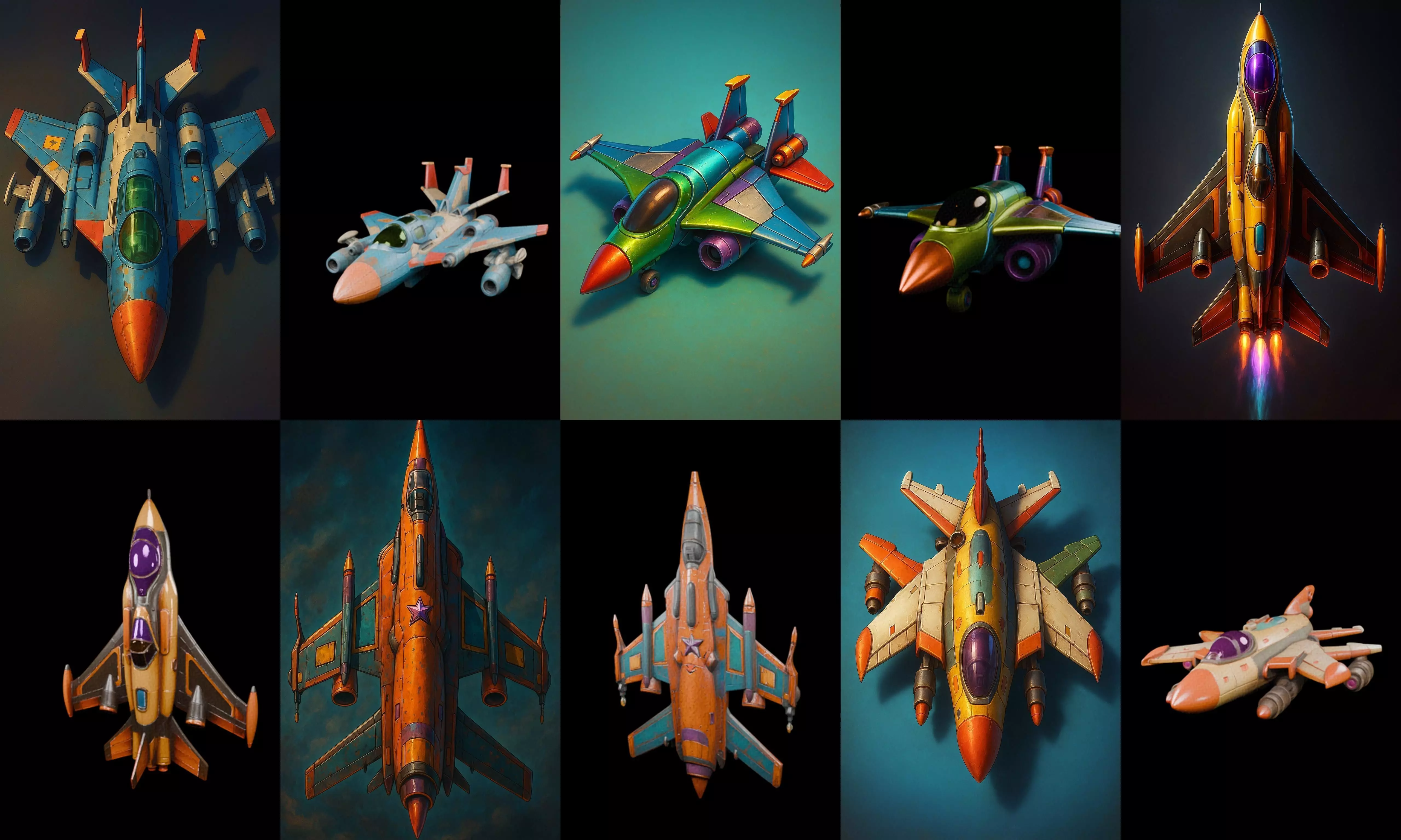 AirCraft bundle 10 pack 100 glb Low-poly 3D model