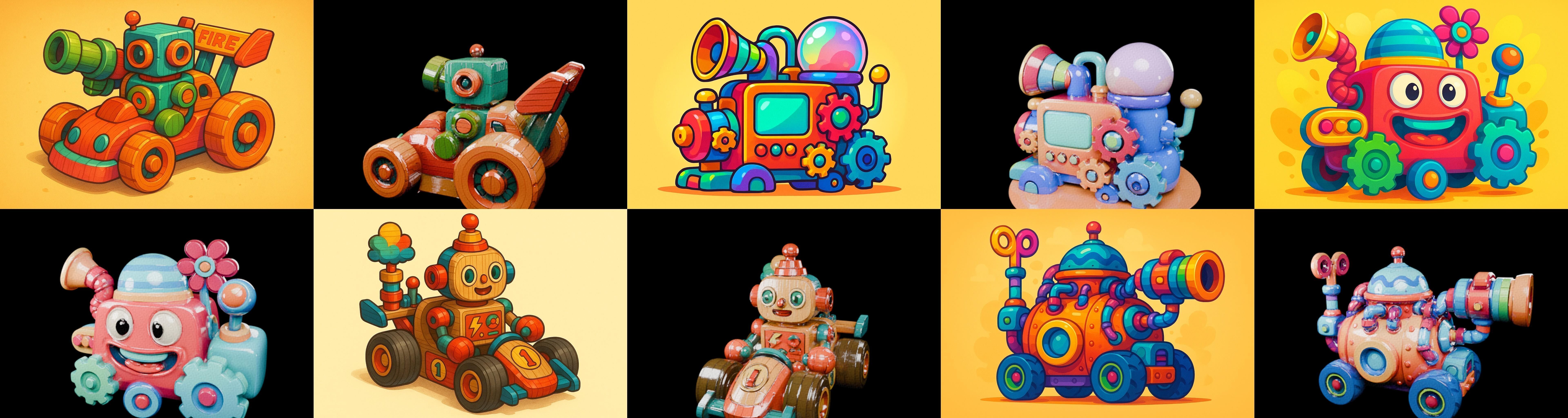 Wood Toy bundle 9 pack 100 glb Low-poly 3D model_8