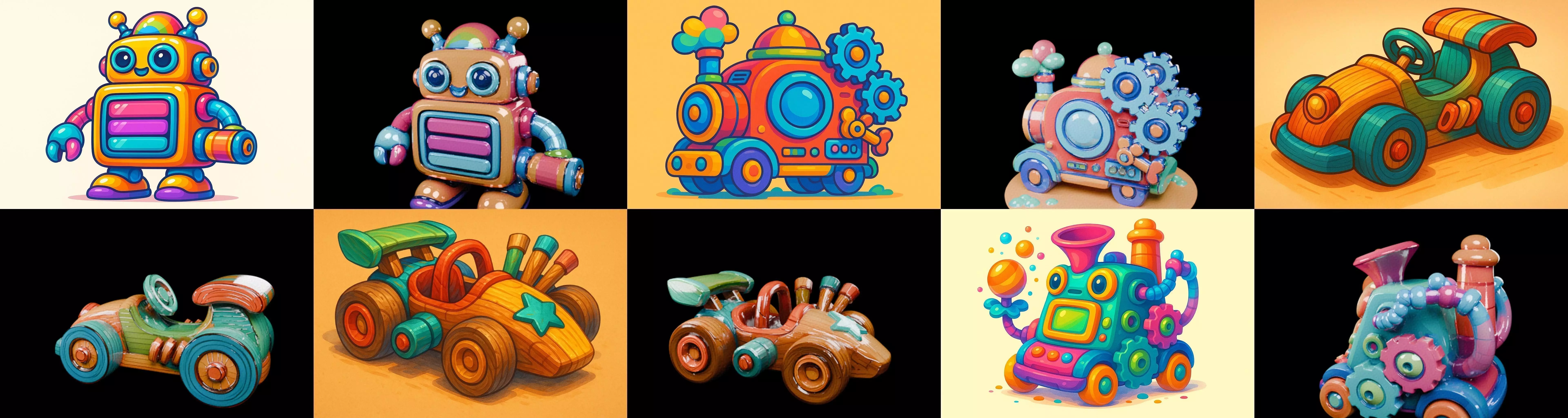 Wood Toy bundle 9 pack 100 glb Low-poly 3D model_0