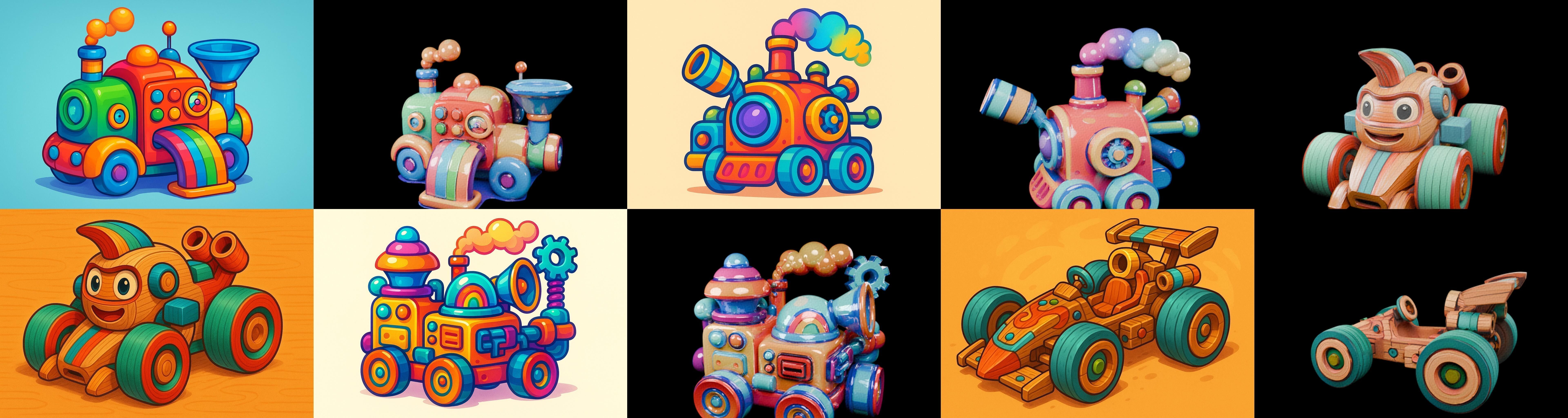 Wood Toy bundle 9 pack 100 glb Low-poly 3D model_18