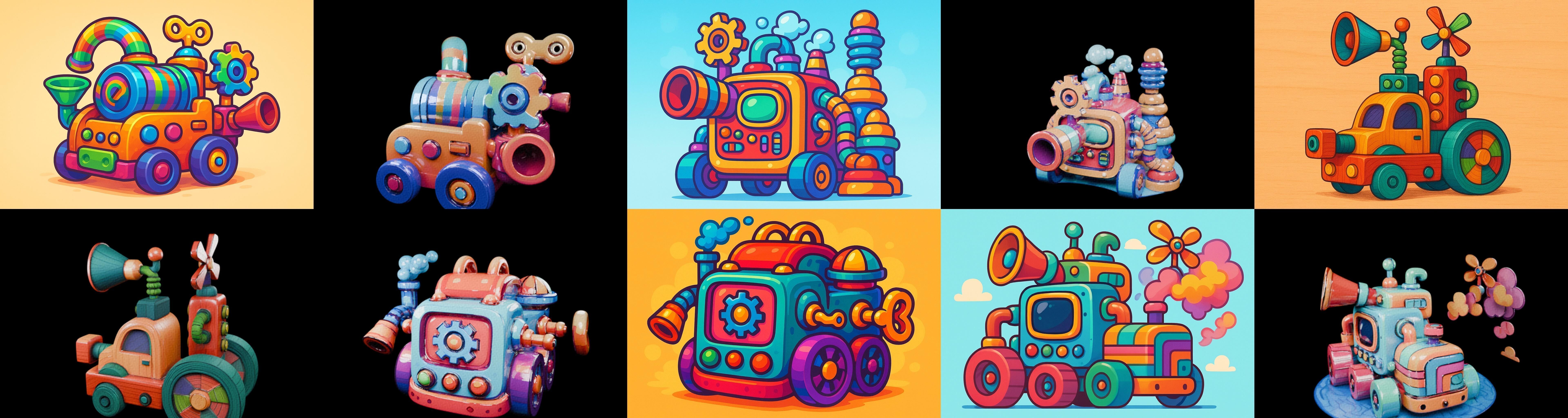 Wood Toy bundle 9 pack 100 glb Low-poly 3D model_12