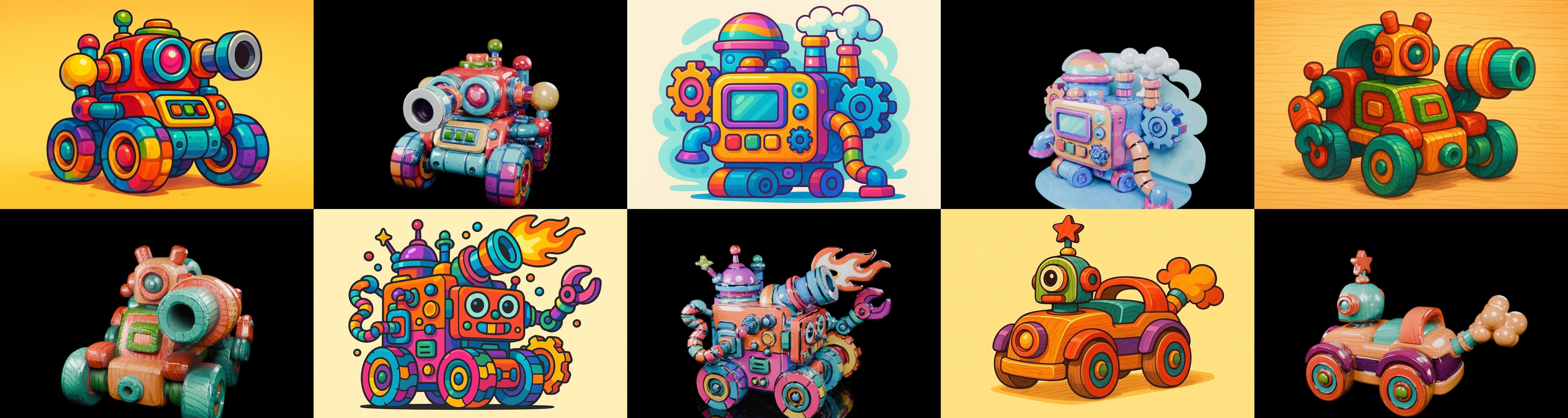 Wood Toy bundle 9 pack 100 glb Low-poly 3D model_1