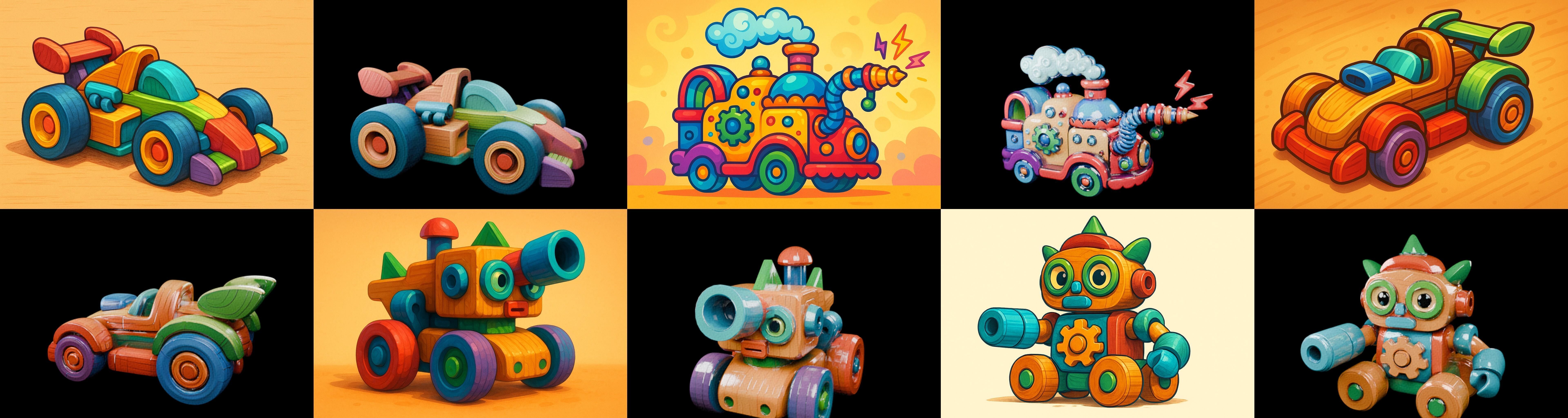 Wood Toy bundle 9 pack 100 glb Low-poly 3D model_10