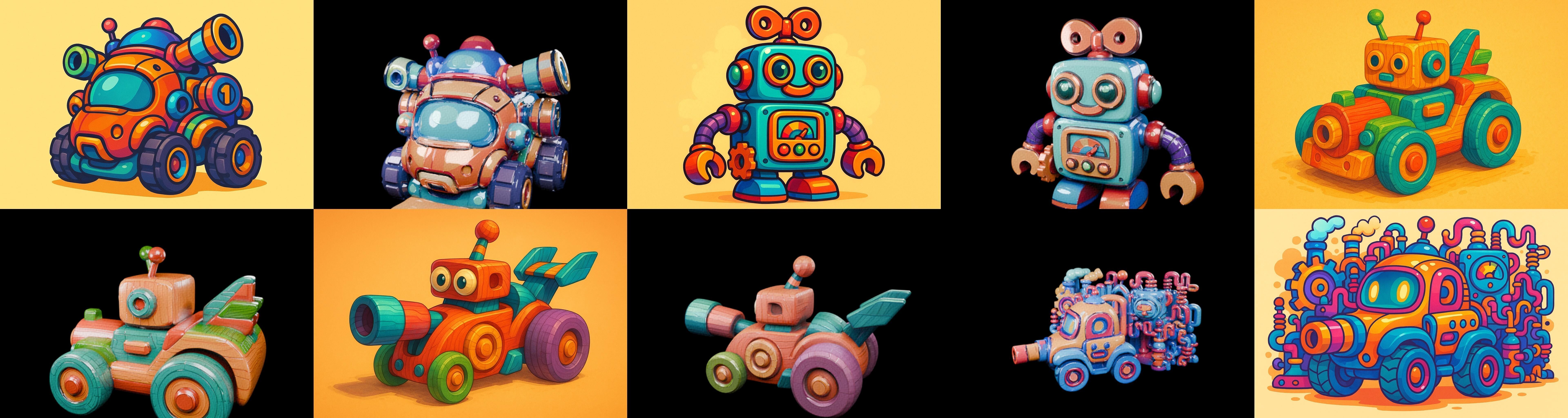 Wood Toy bundle 9 pack 100 glb Low-poly 3D model_9