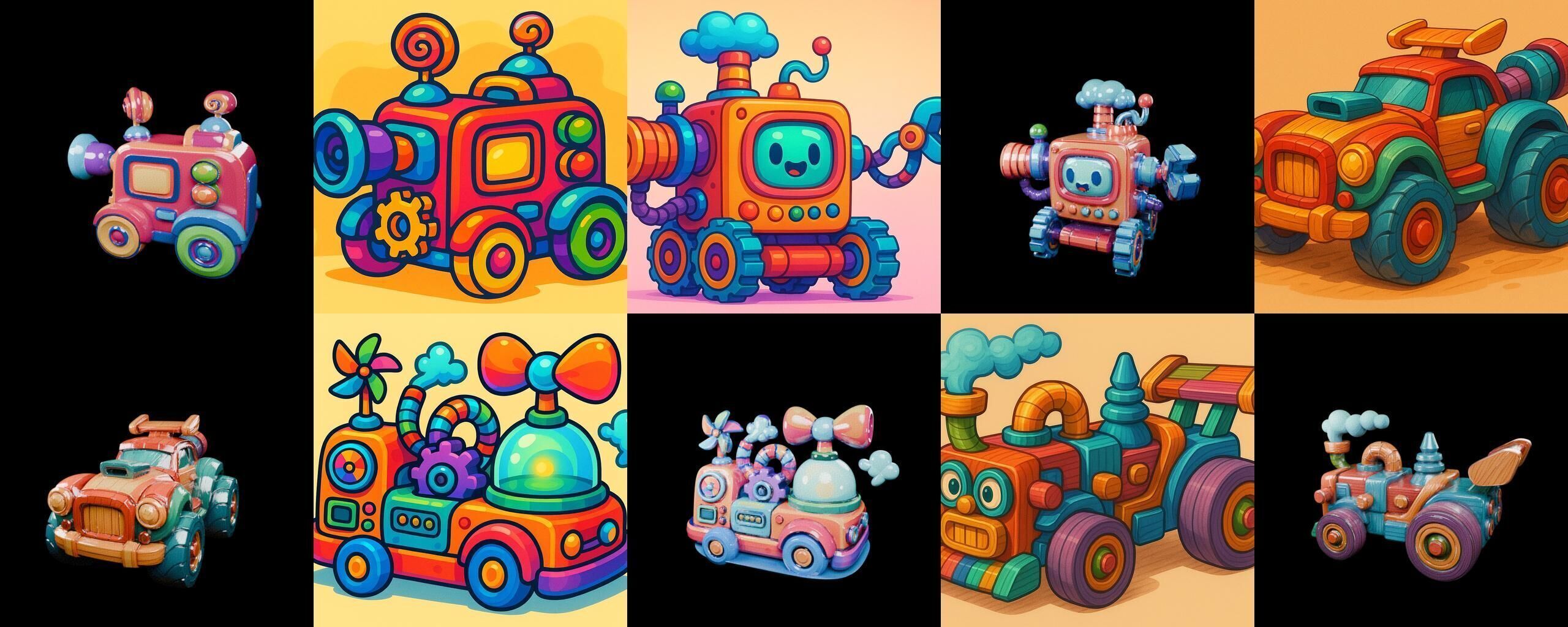 Wood Toy bundle 9 pack 100 glb Low-poly 3D model_2